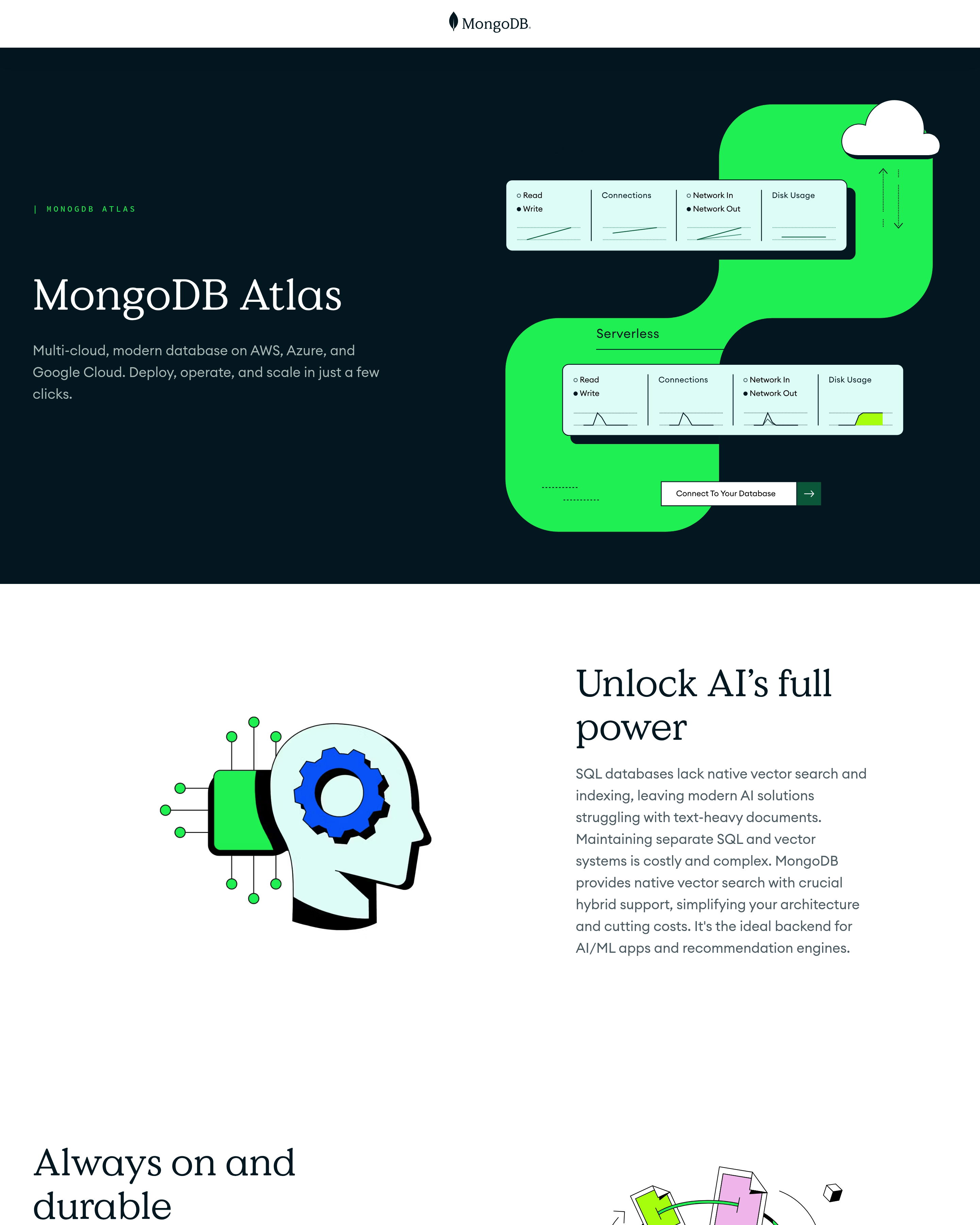 MongoDB - MongoDB Atlas landing page