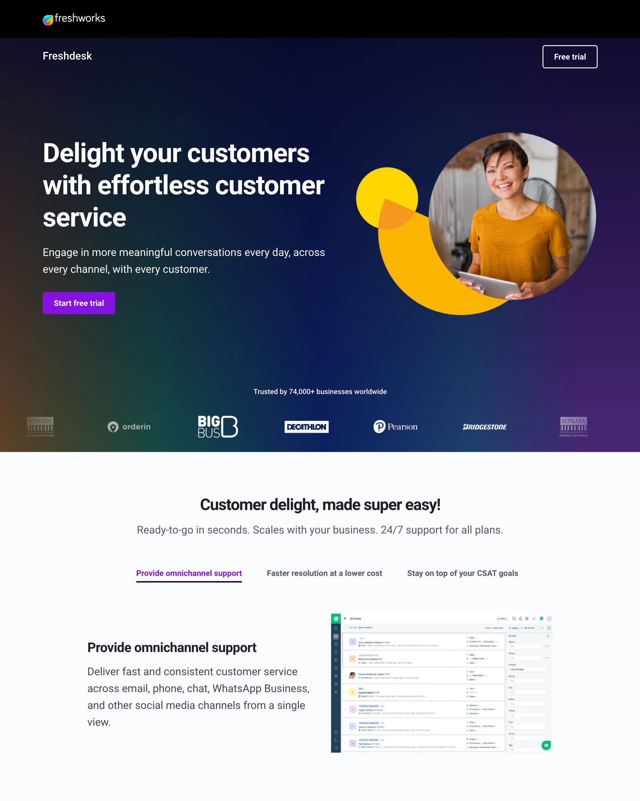 Freshdesk - Freshdesk Service landing page
