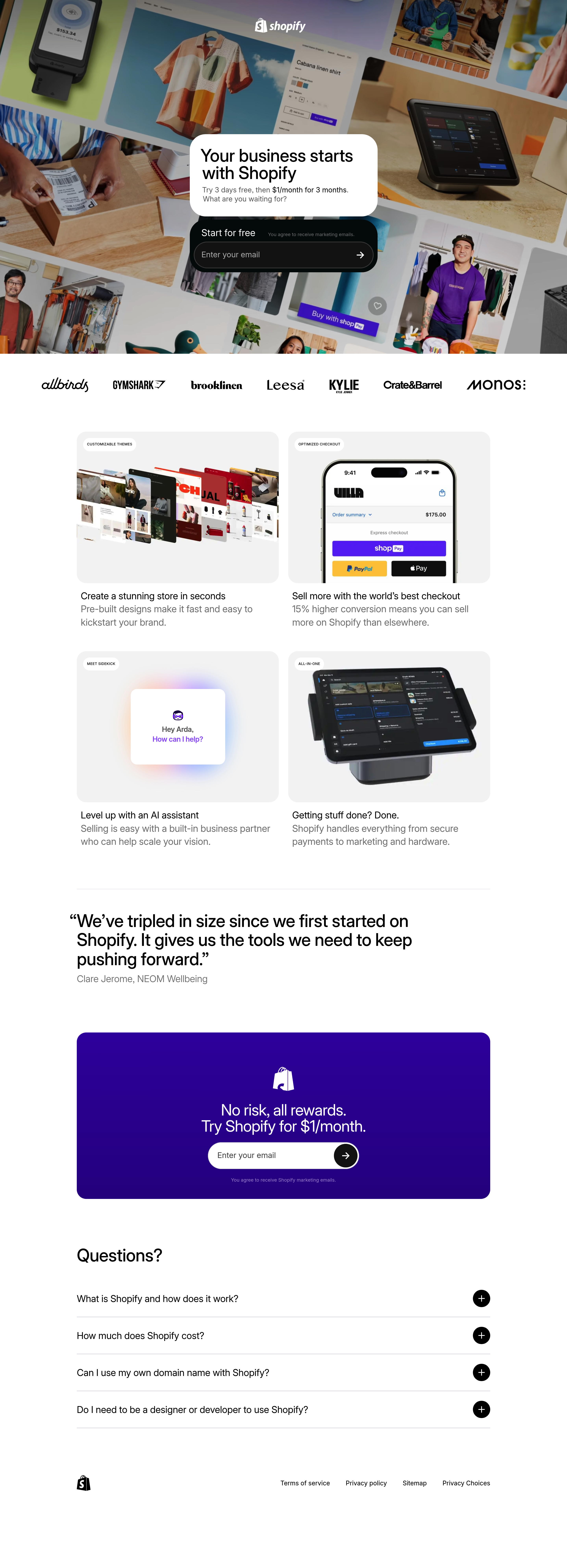 Shopify - Signup desktop screenshot