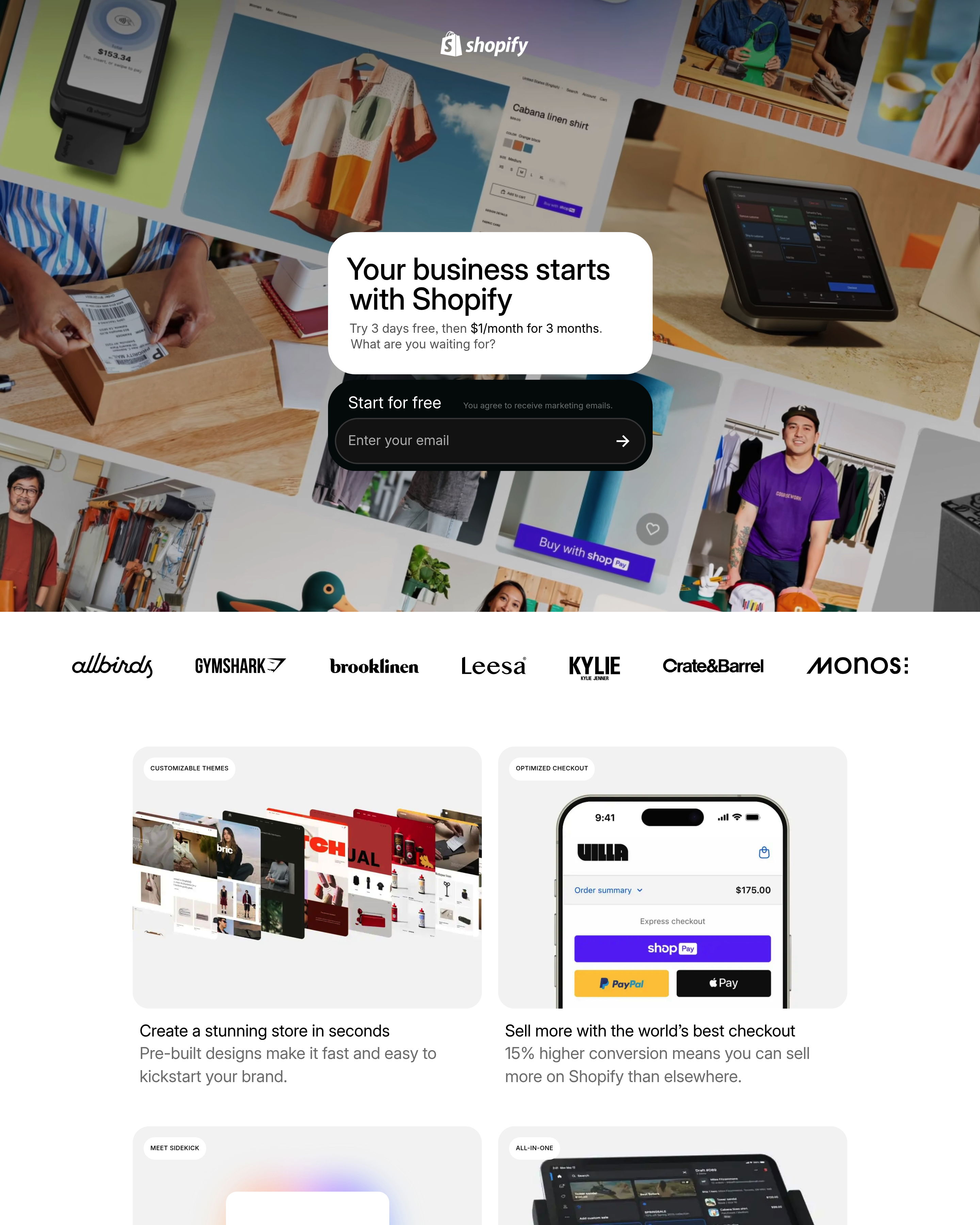 Shopify - Signup landing page