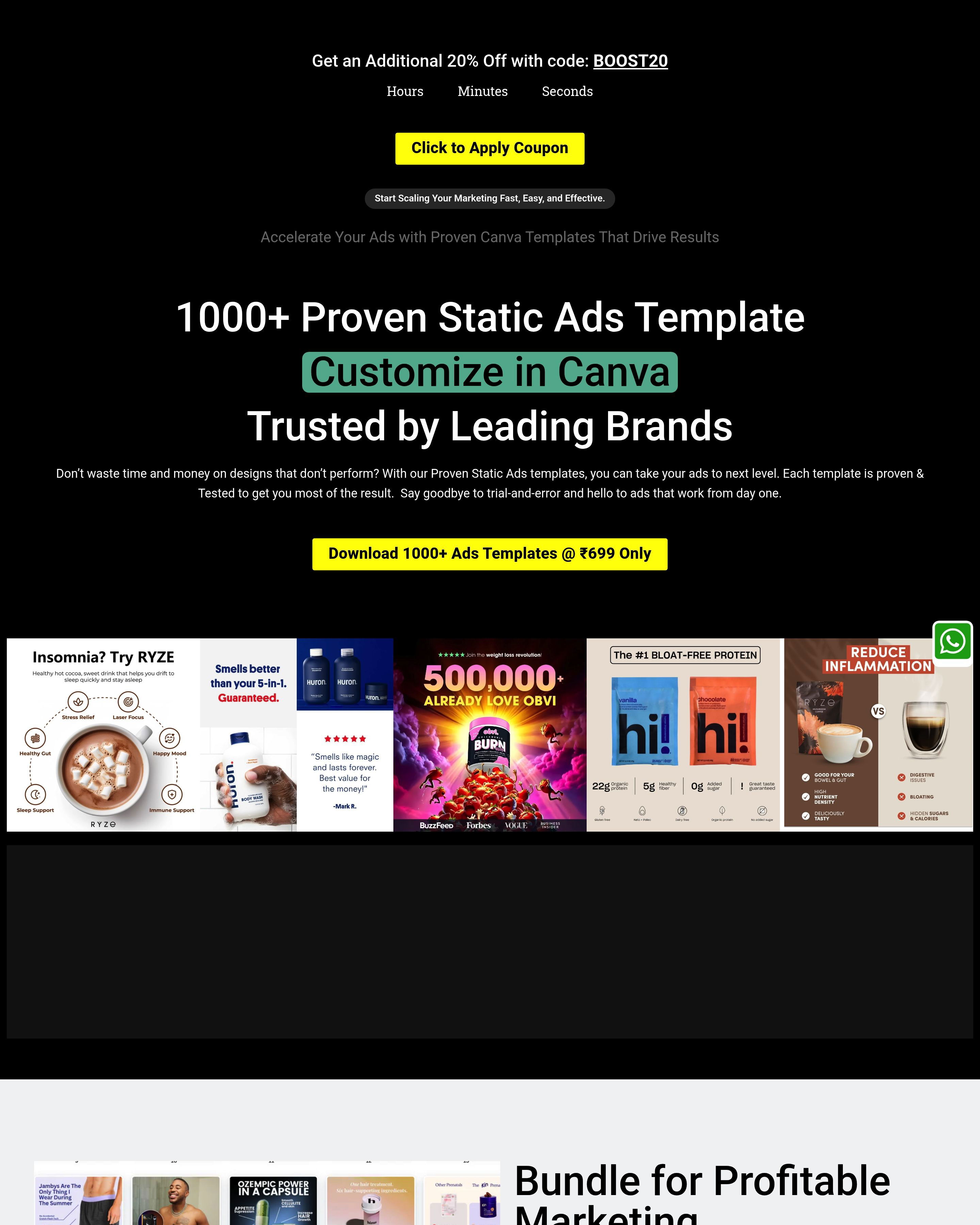 Elevate Brand - Ad Templates landing page