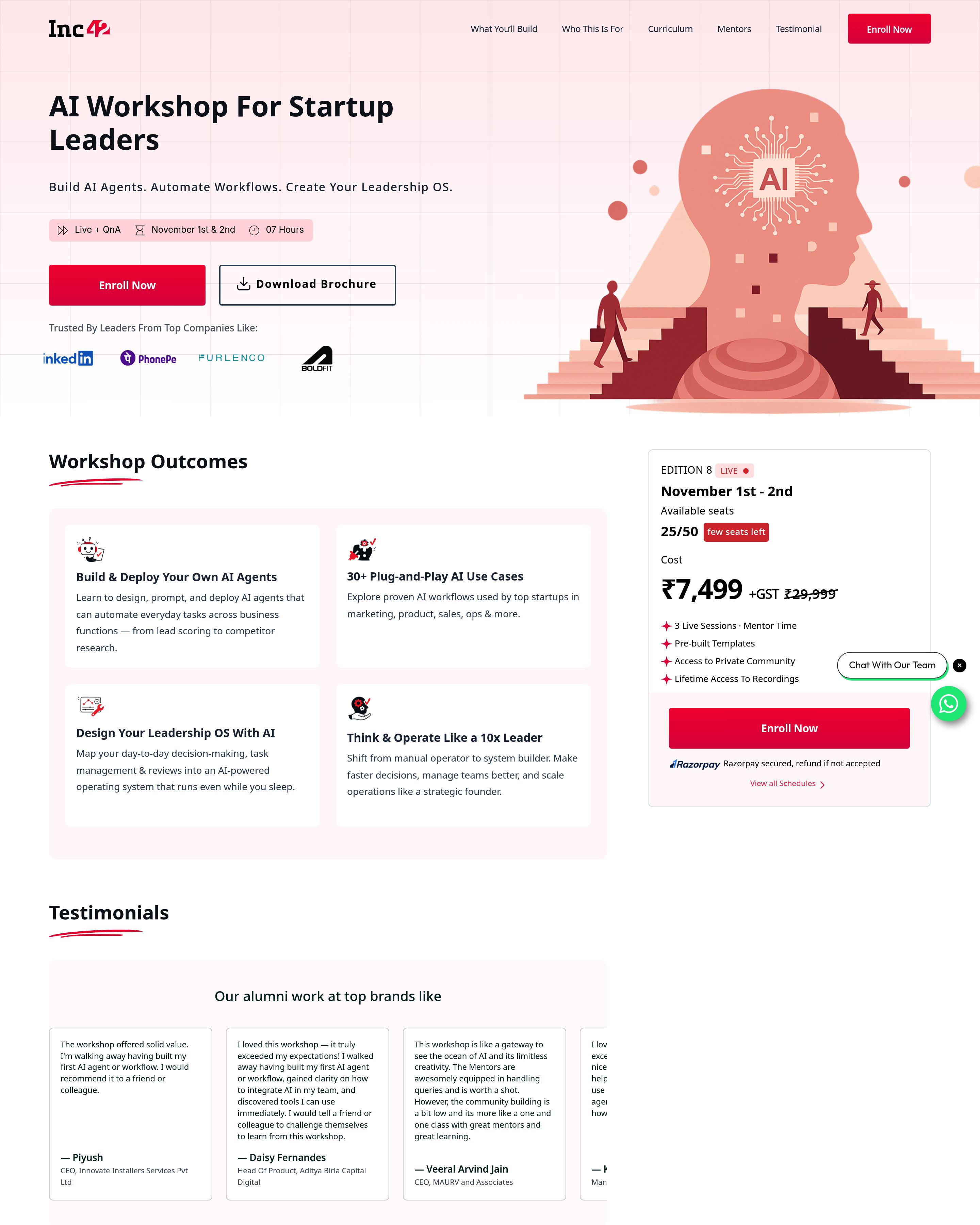 Inc42 - Workshop Sales landing page