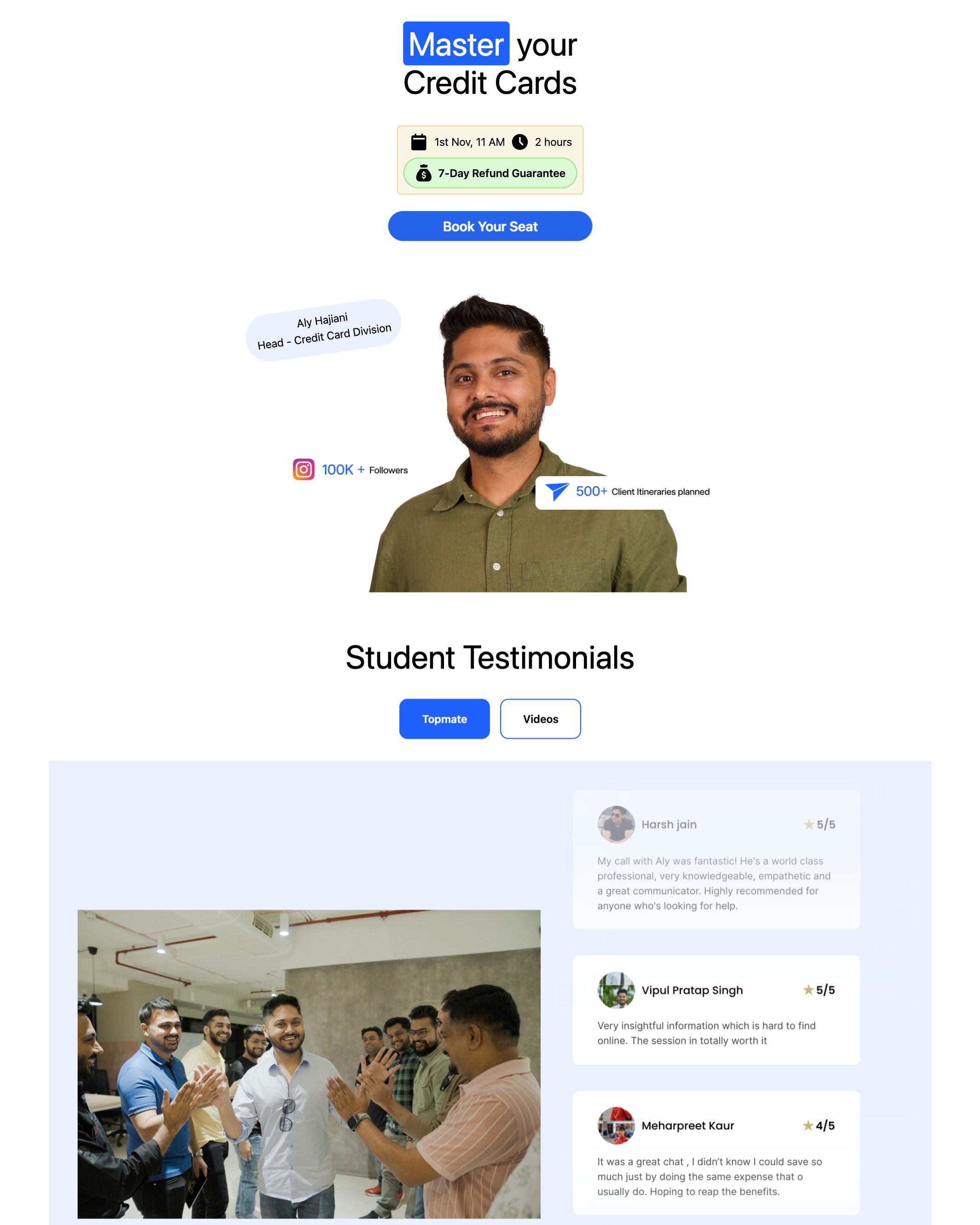 One Percent Club - Course Enrollment landing page