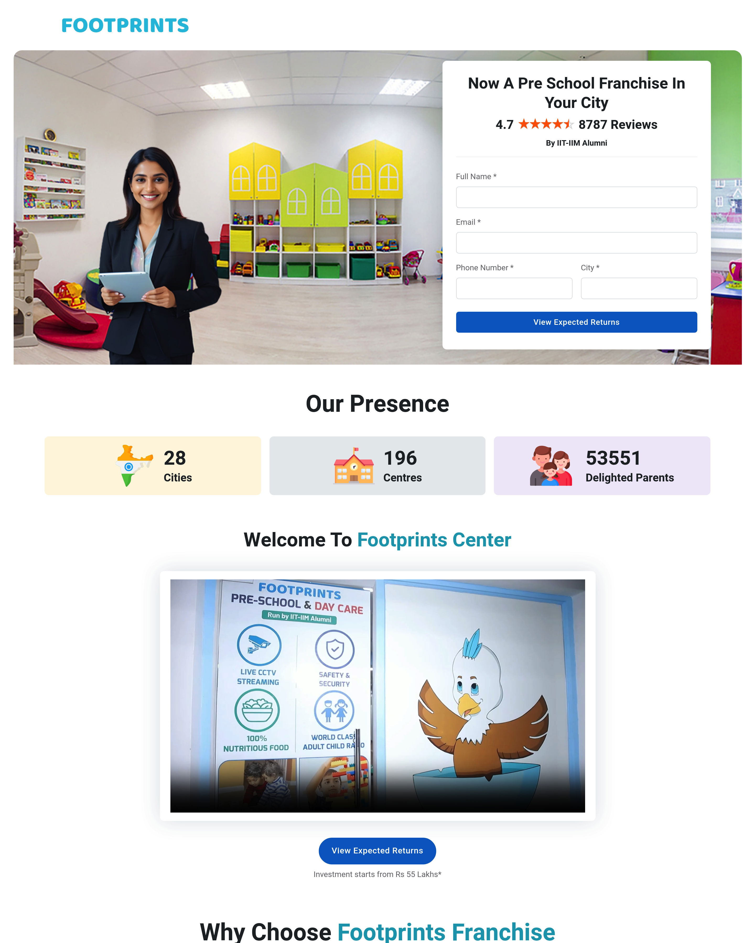 FootPrints - Franchise Page landing page