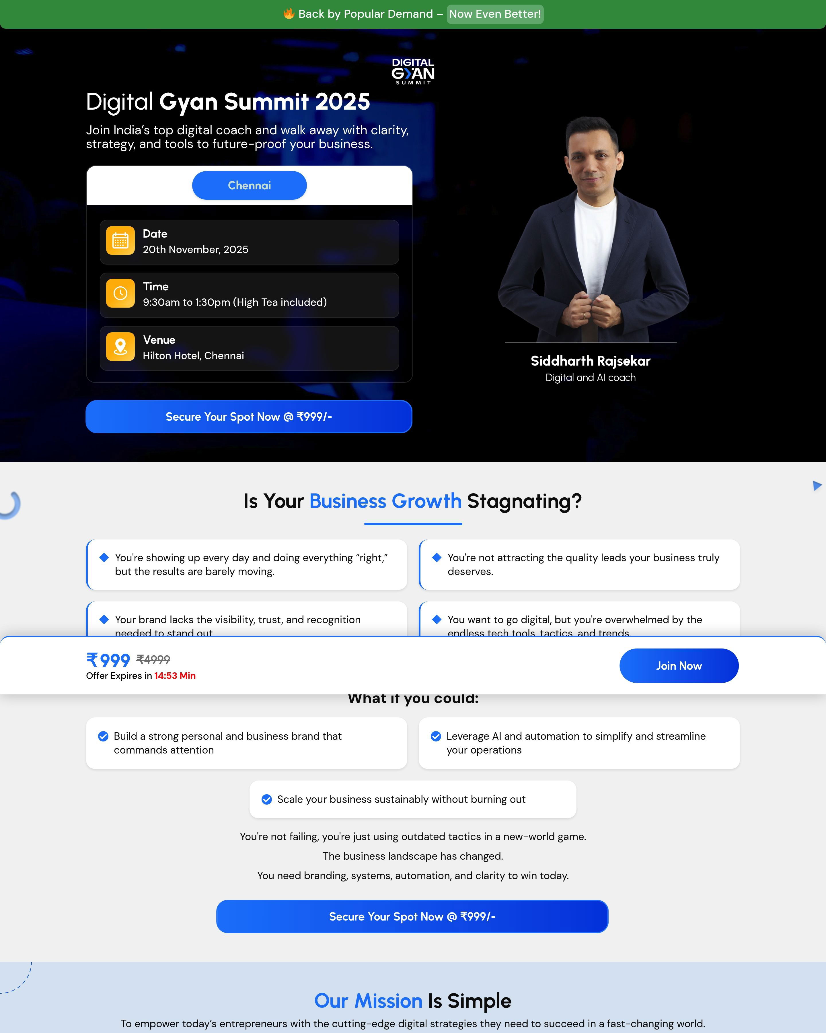 Success Gyan - Summit Registration landing page