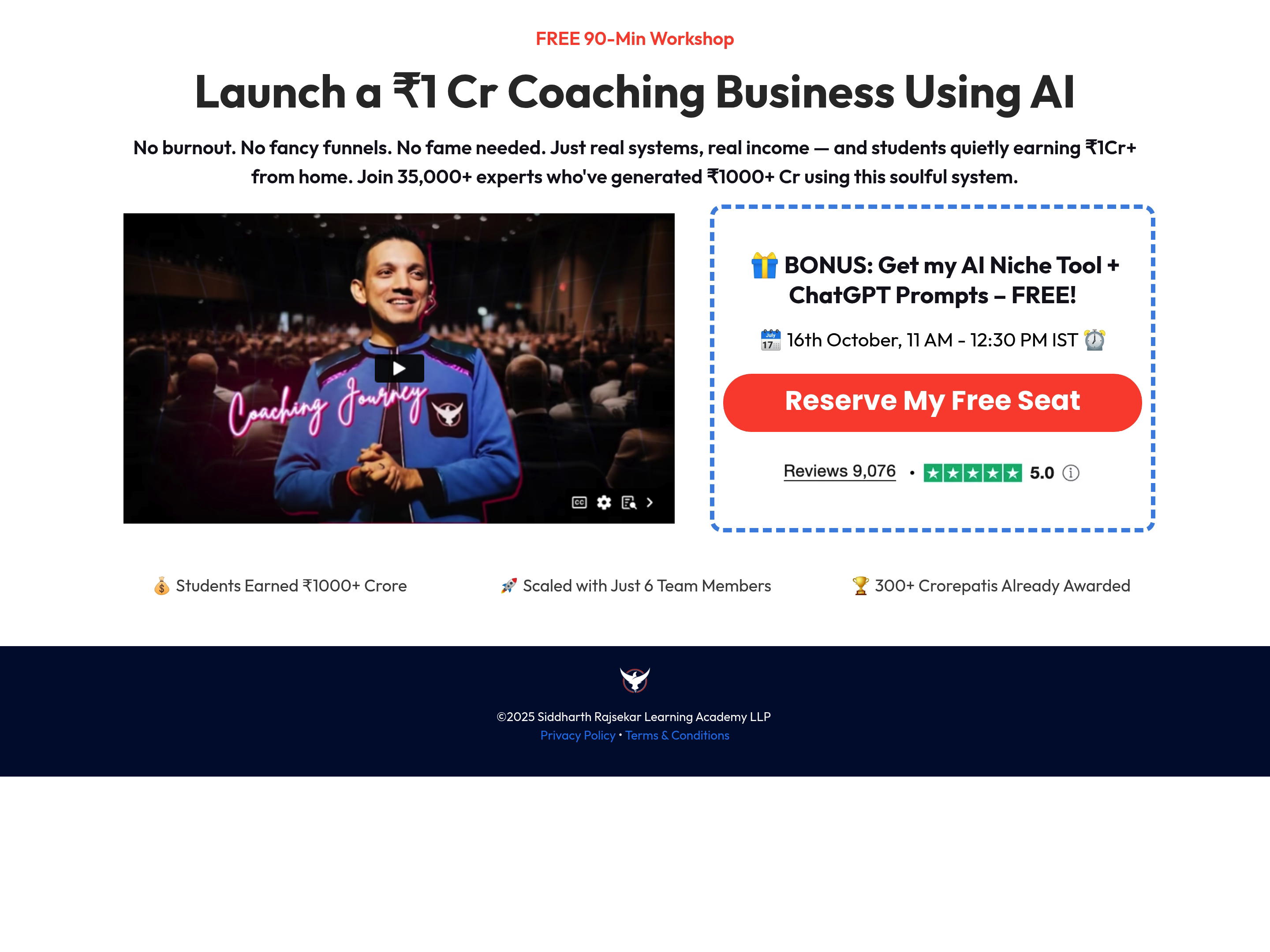 Siddharth Rajsekar - Workshop Signup desktop screenshot