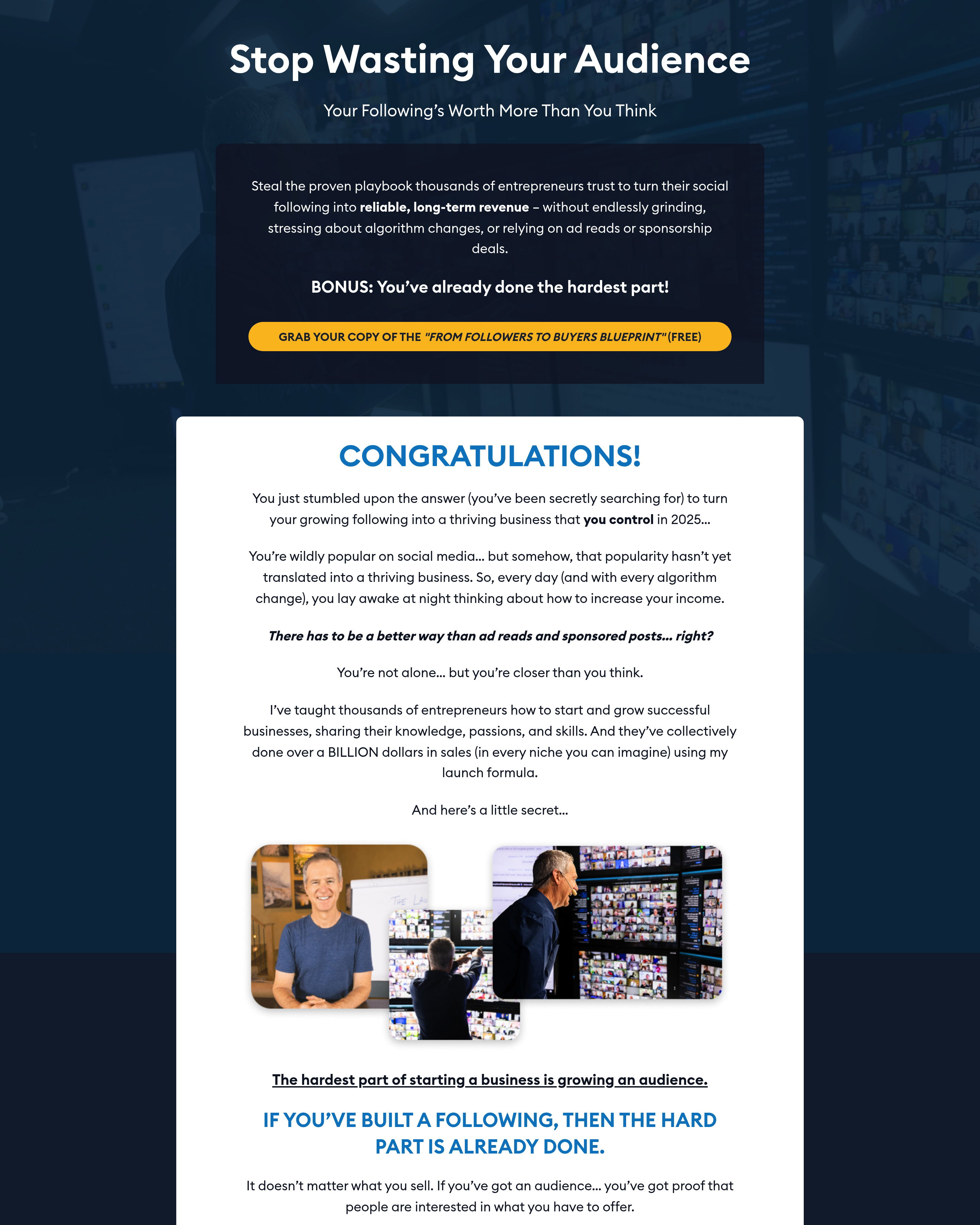 Jeff Walker - Audience Blueprint landing page