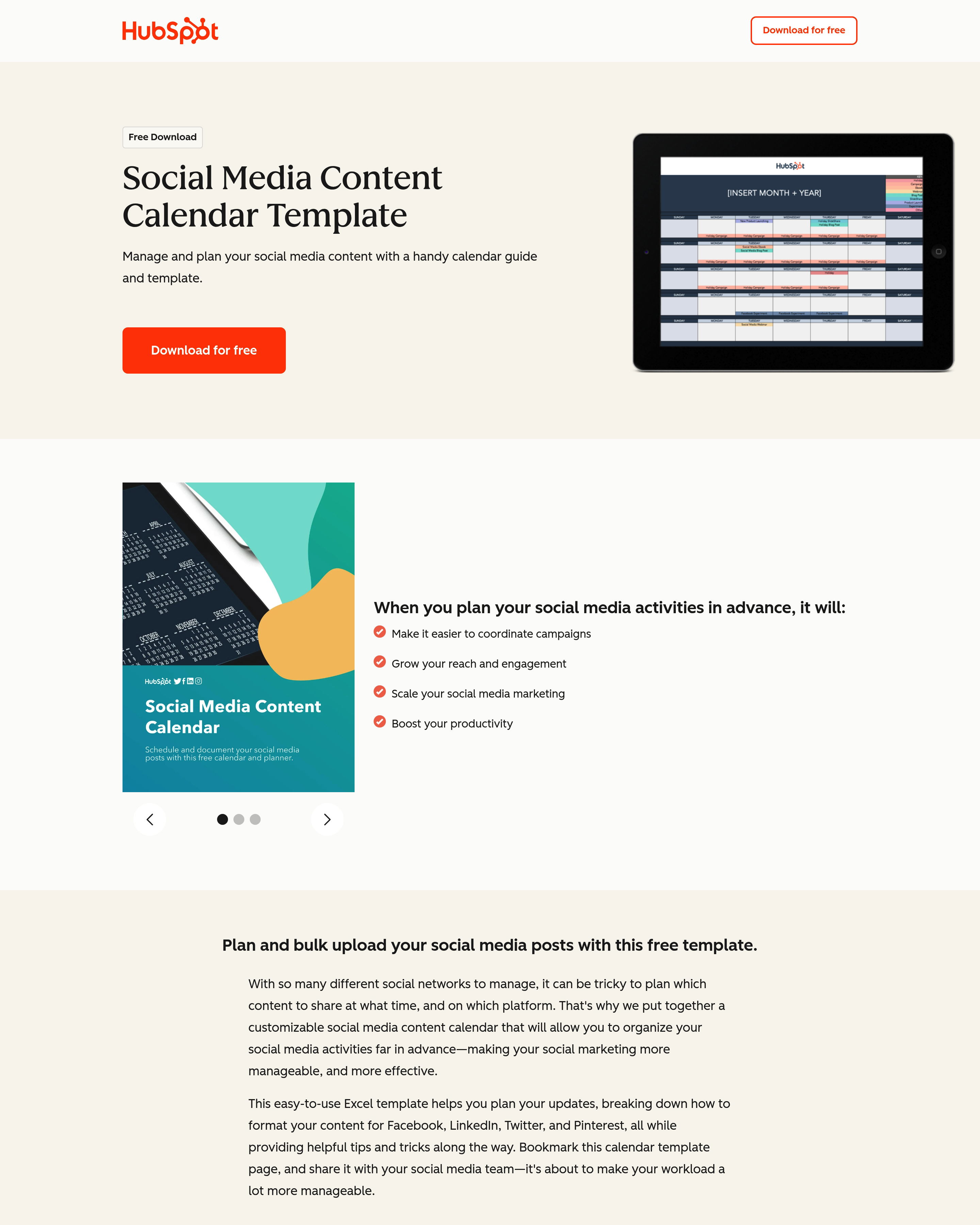 HubSpot - HubSpot Calendar landing page