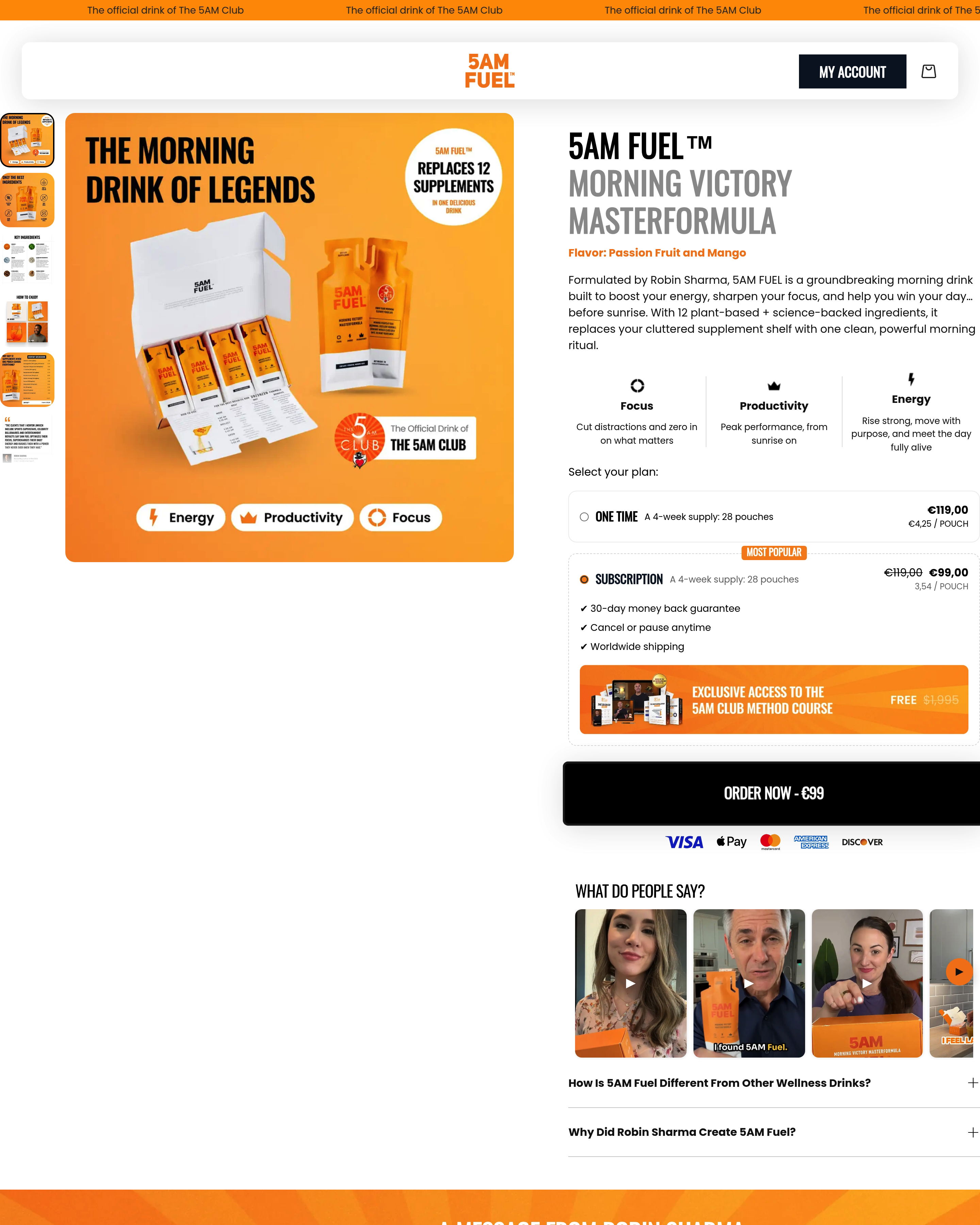 Robin Sharma - Product Page landing page