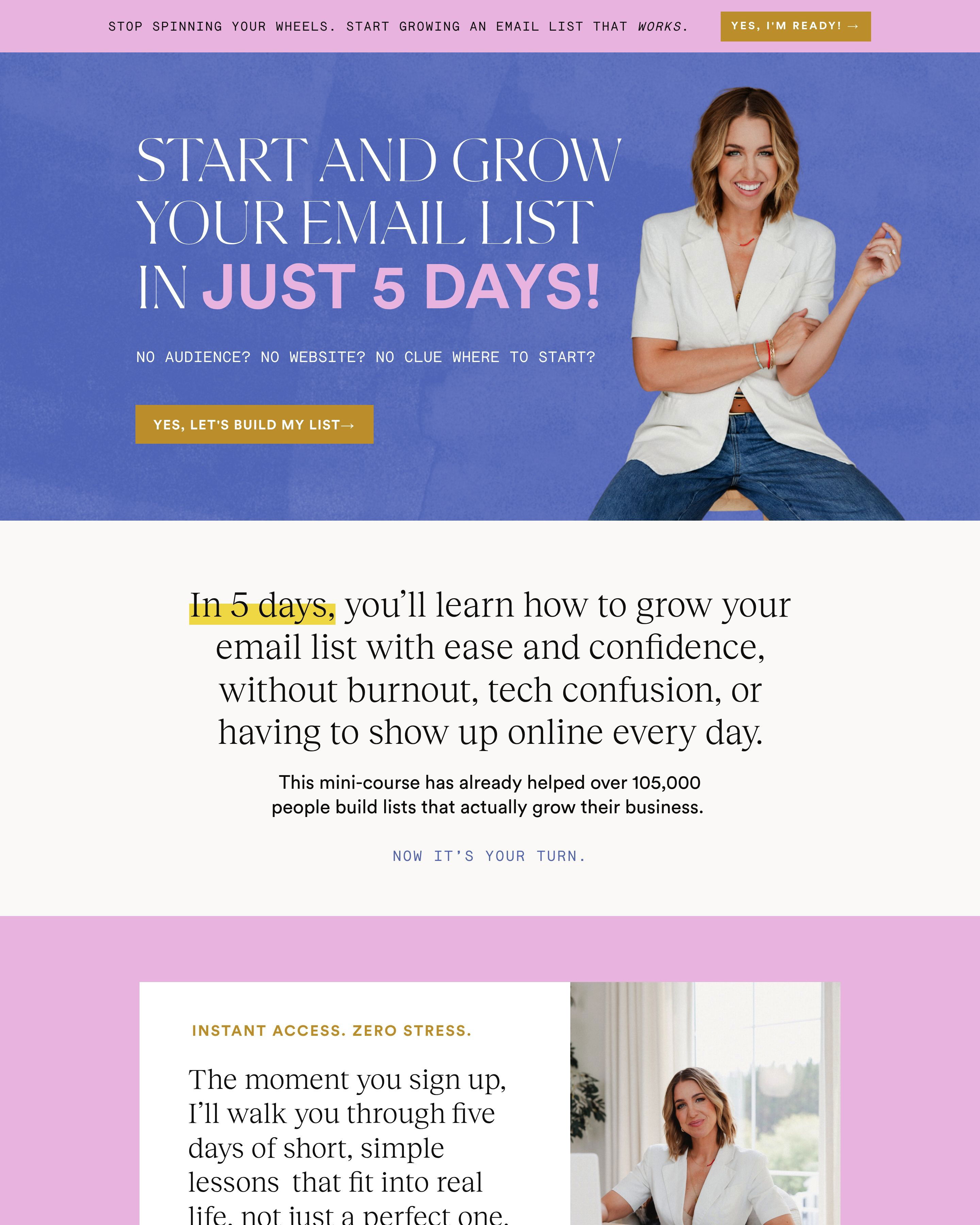 Jenna Kutcher - Email List landing page
