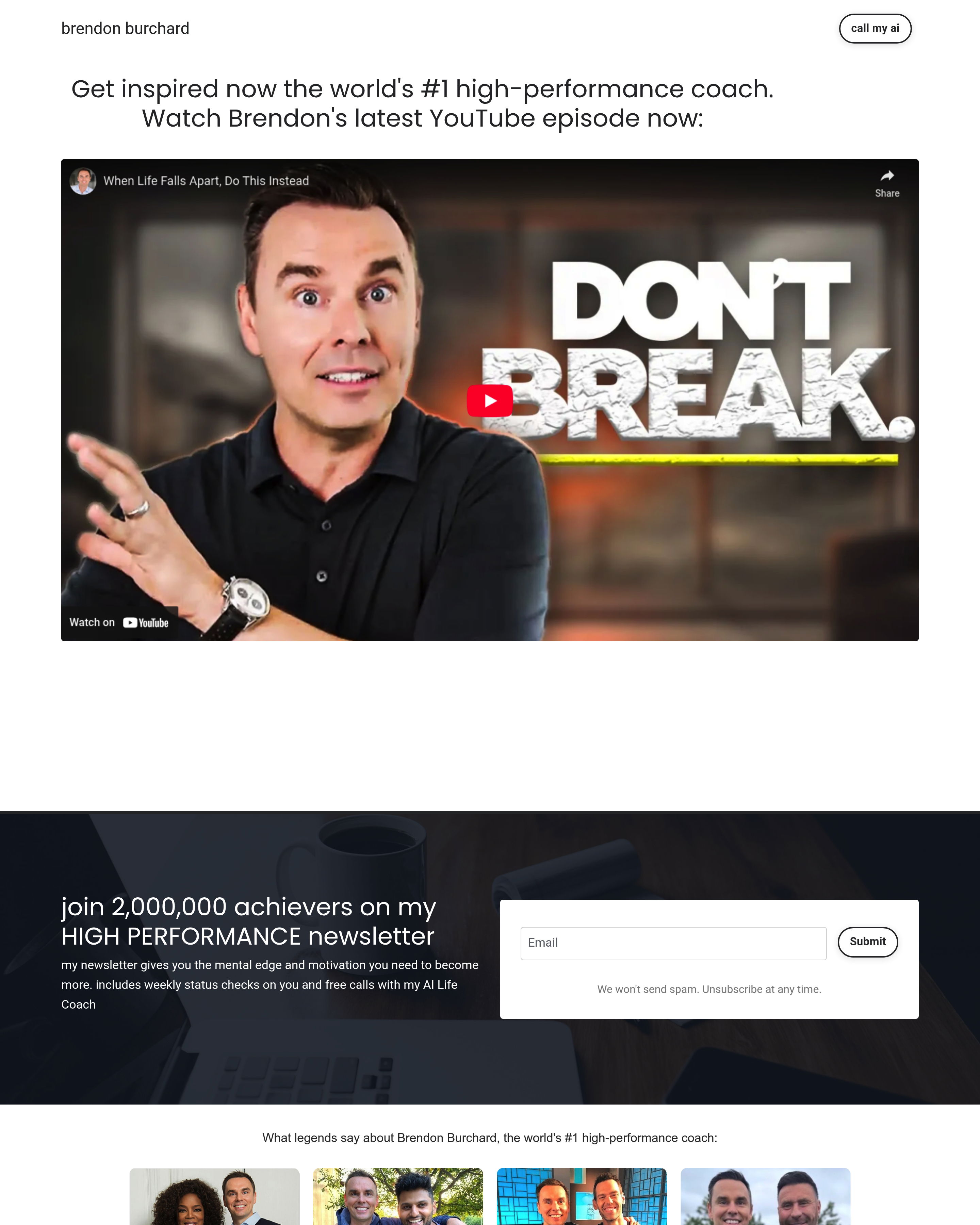 Brendon Buchard - Brendon Burchard landing page