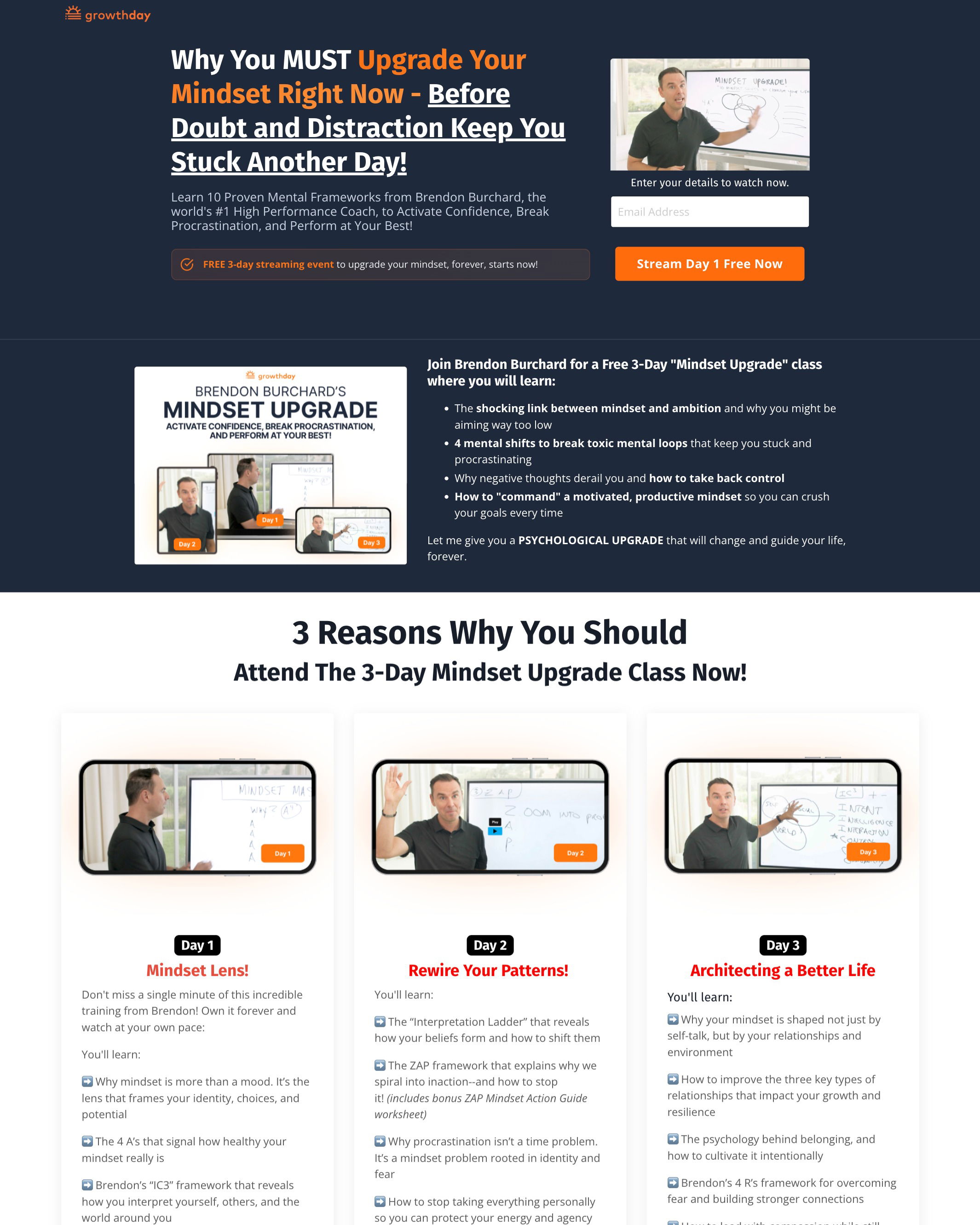 Brendon Buchard - Mindset Course landing page