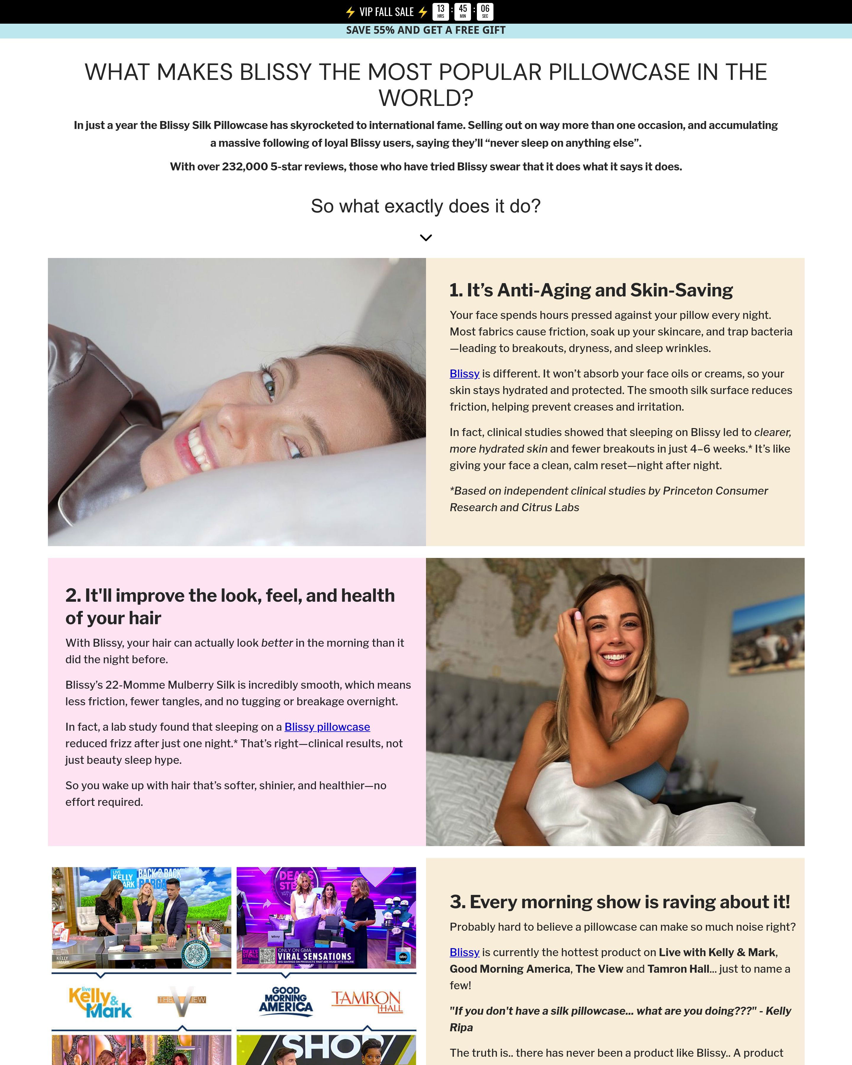 Blissy - Blissy Pillowcase landing page