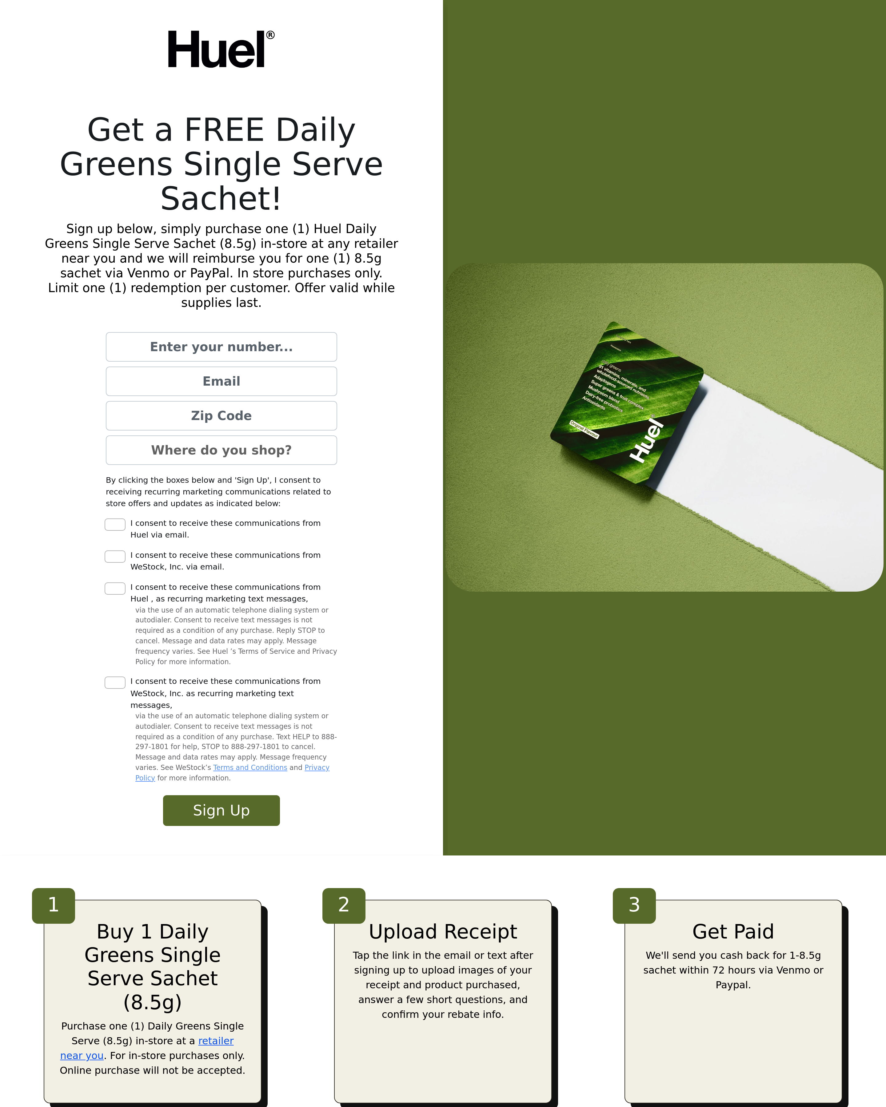 Huel - Lead Generation landing page