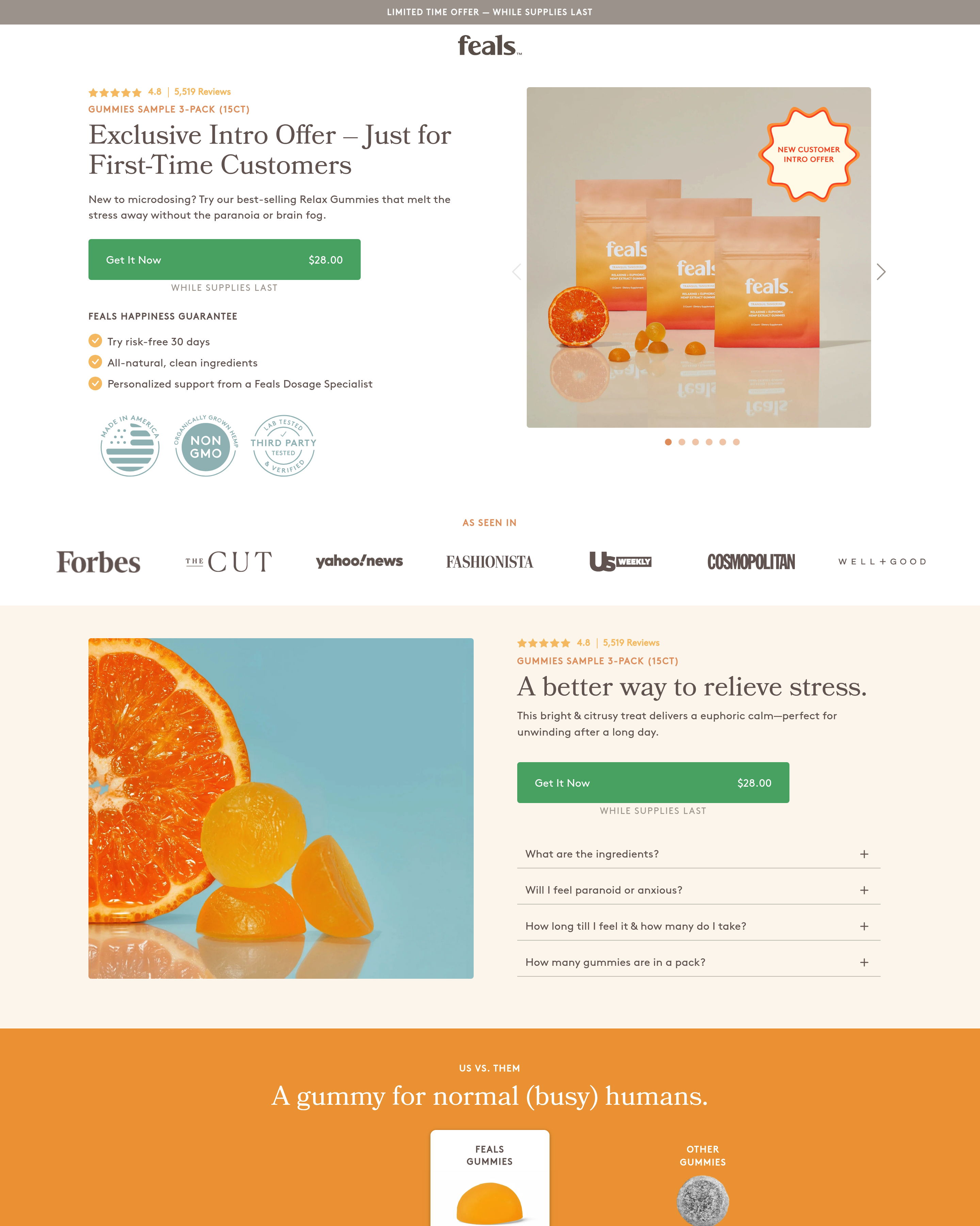 Feals - Gummy Promotion landing page