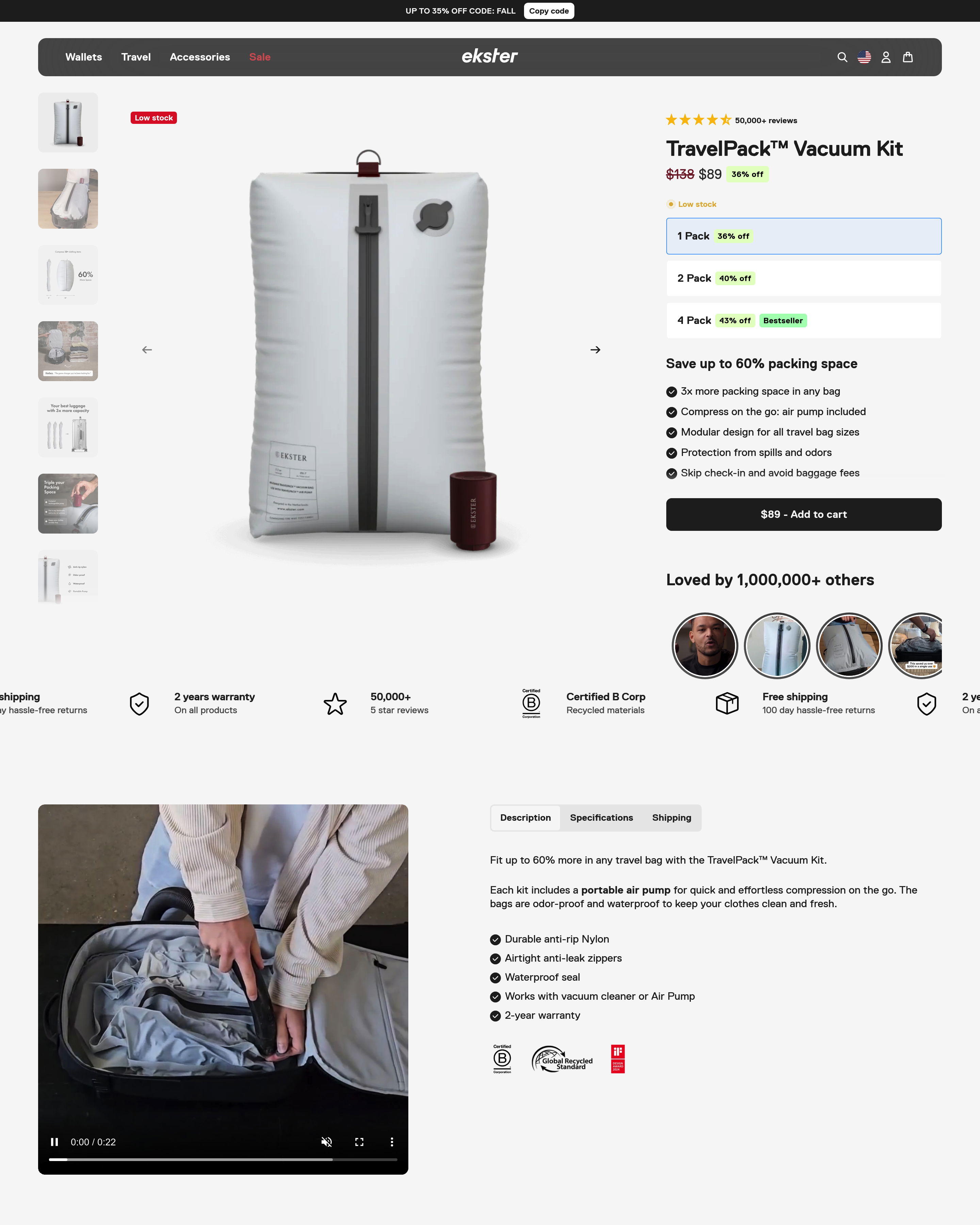 Ekster - Product Page landing page