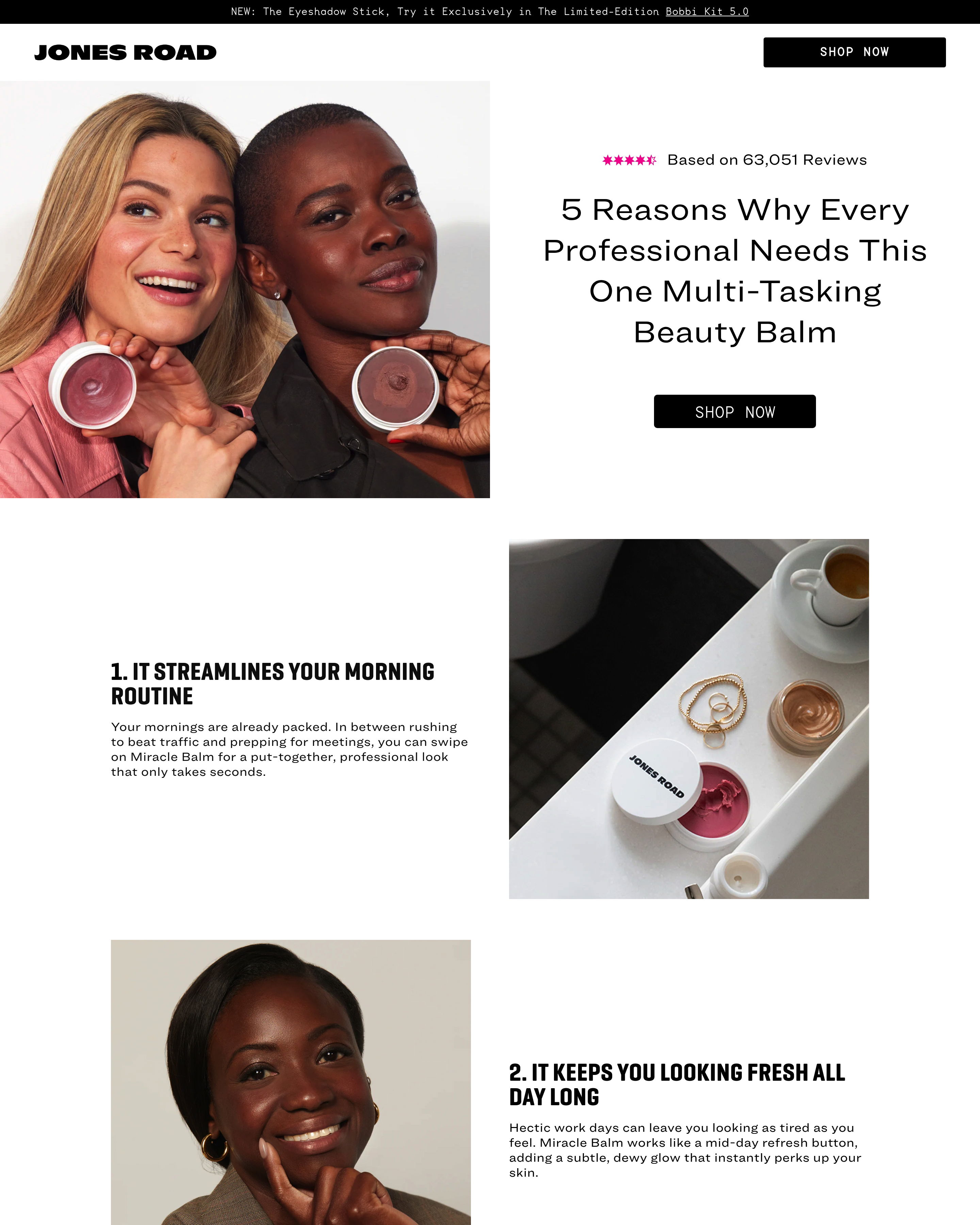 Jones Road Beauty - Beauty Balm landing page