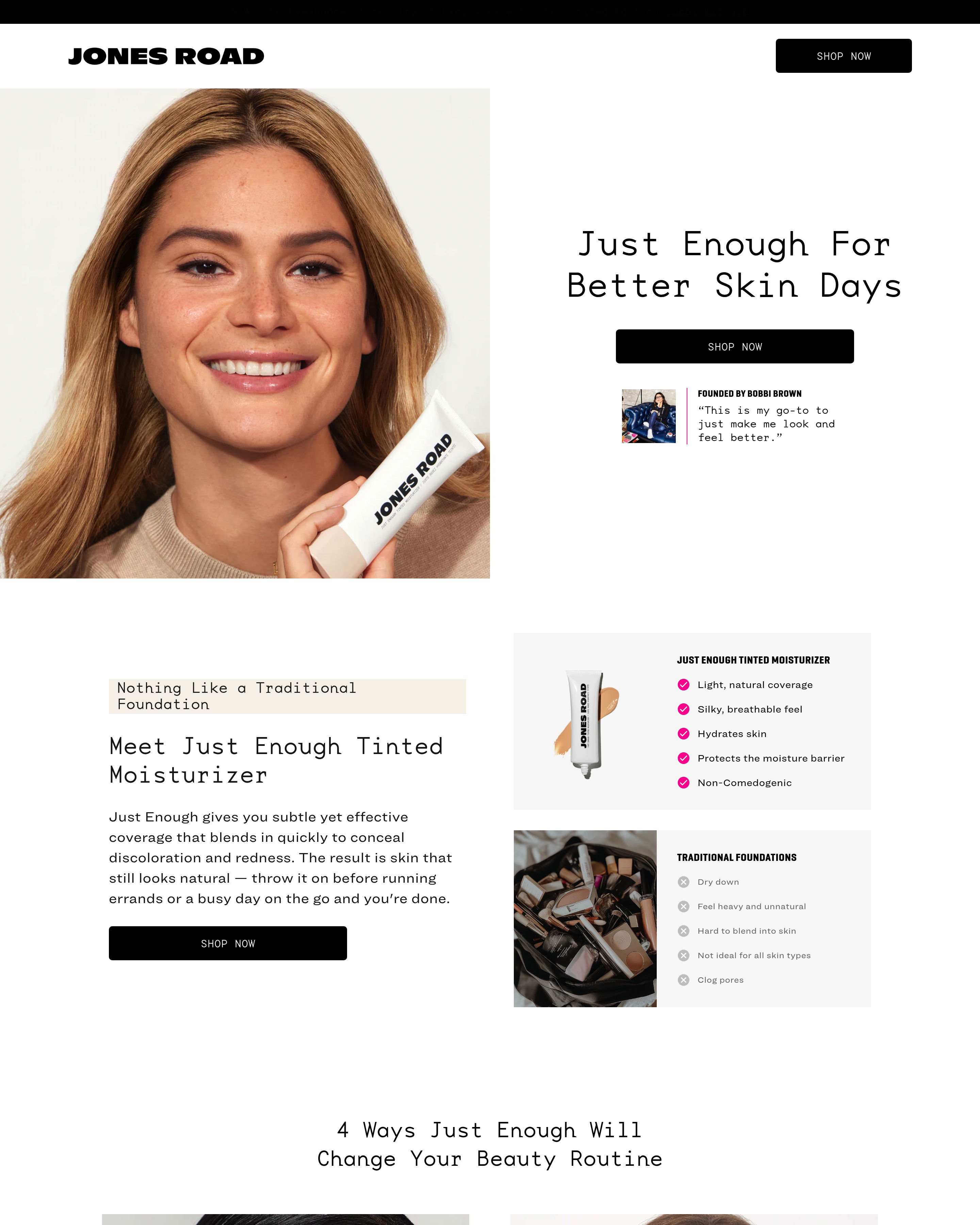 Jones Road Beauty - Beauty Product landing page