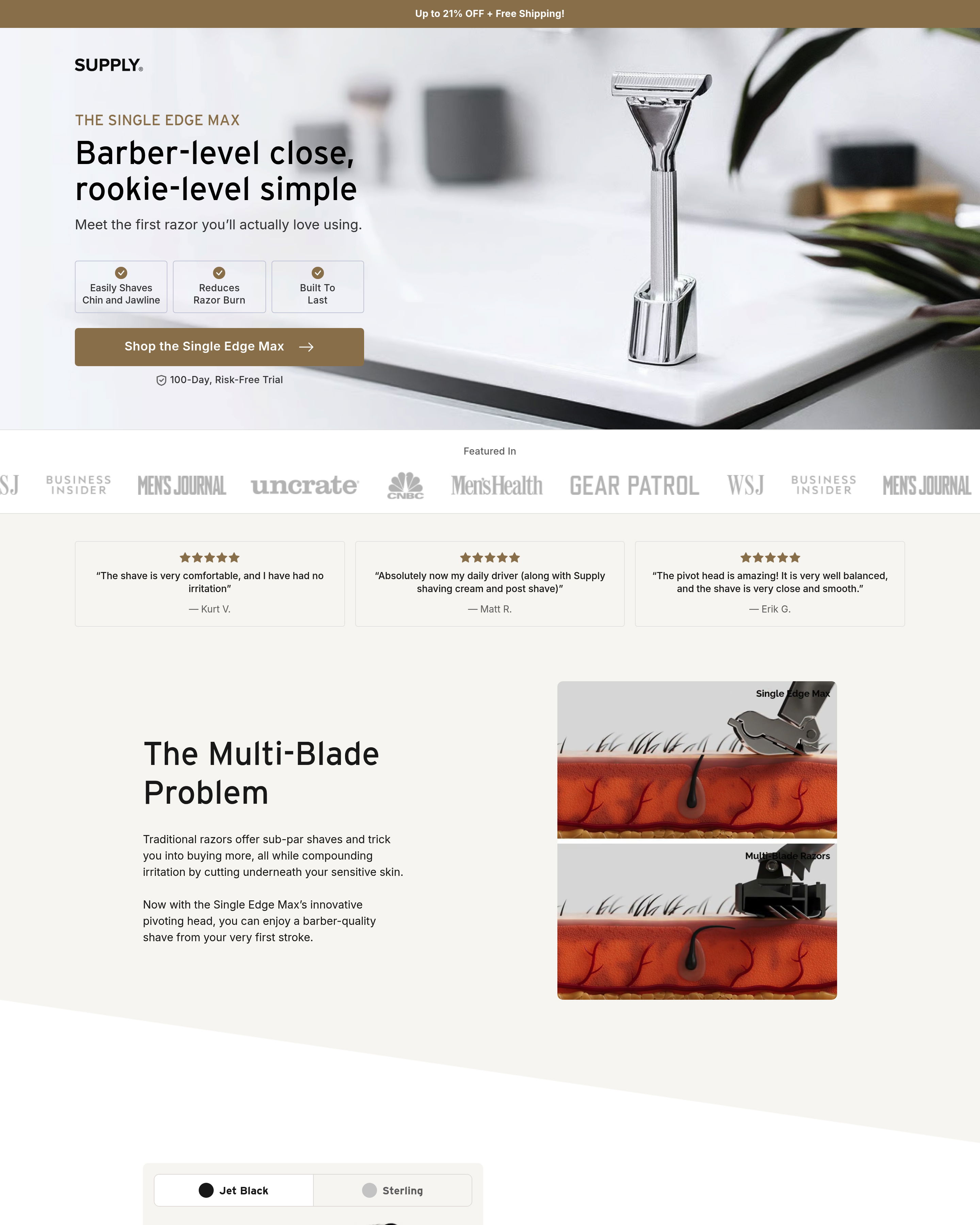 Supply - Shave Products landing page