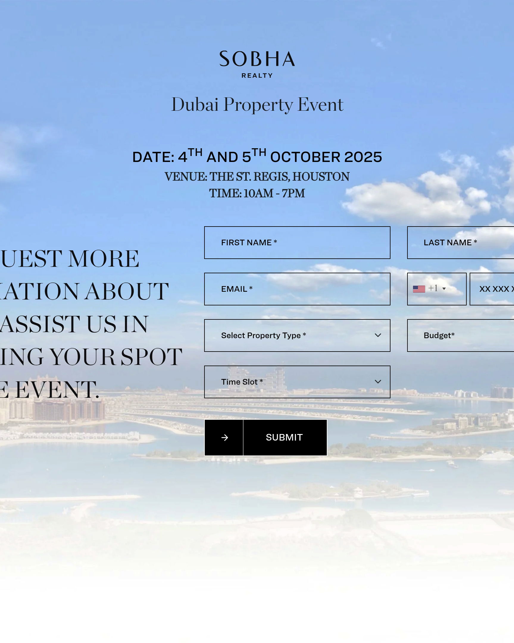 Sobha Realty - Event Registration landing page