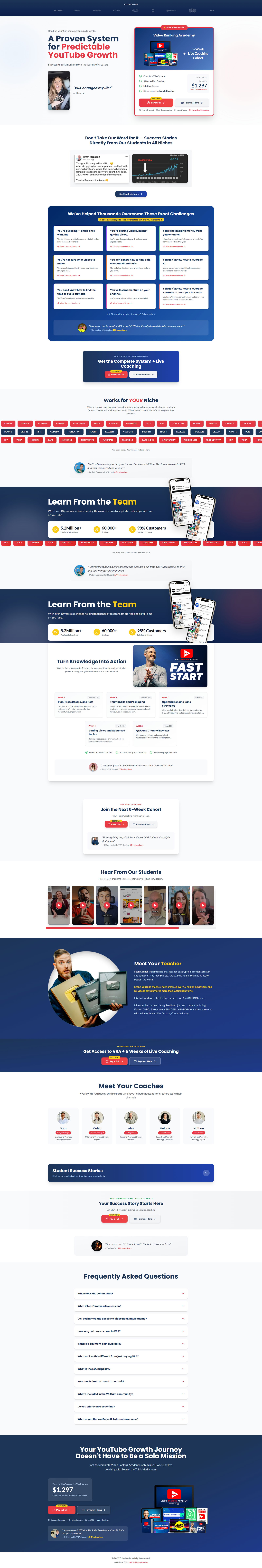 Think Media YouTube Cohort landing page