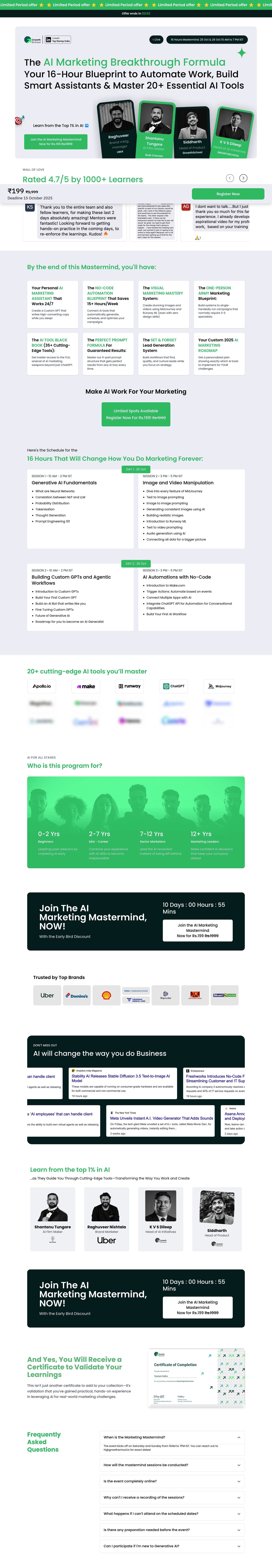 Growth School - Course Page landing page