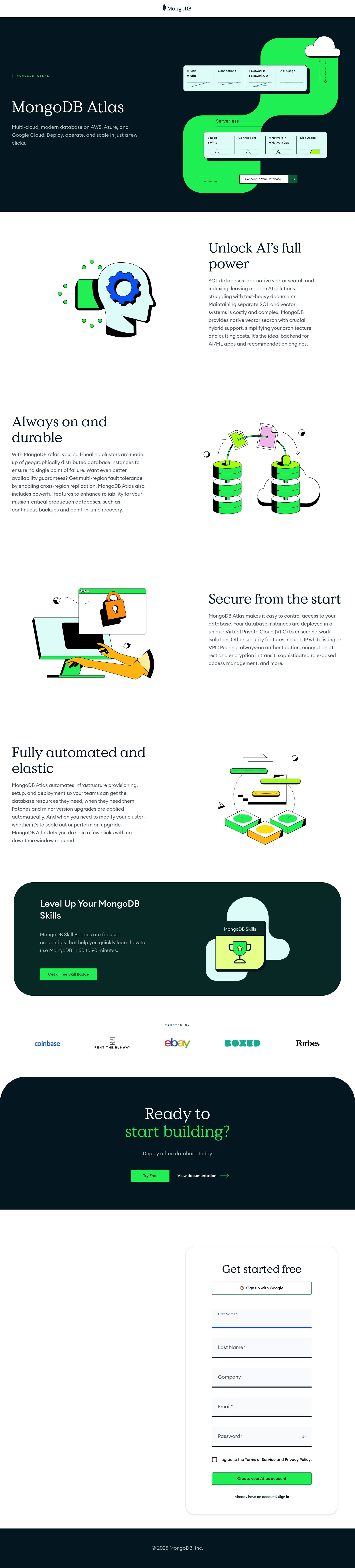 MongoDB - MongoDB Atlas landing page