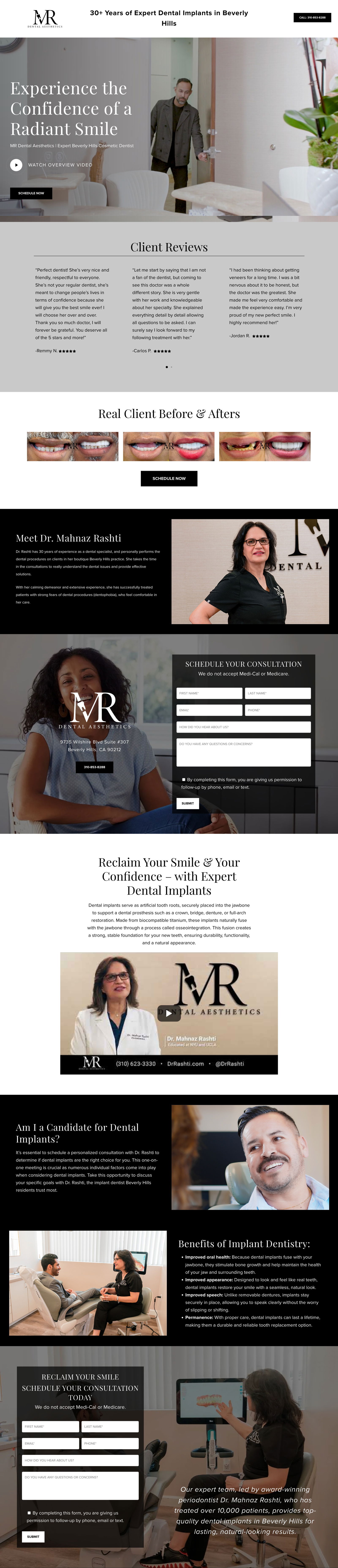 MR Dental Aesthetics - Dental Implant landing page