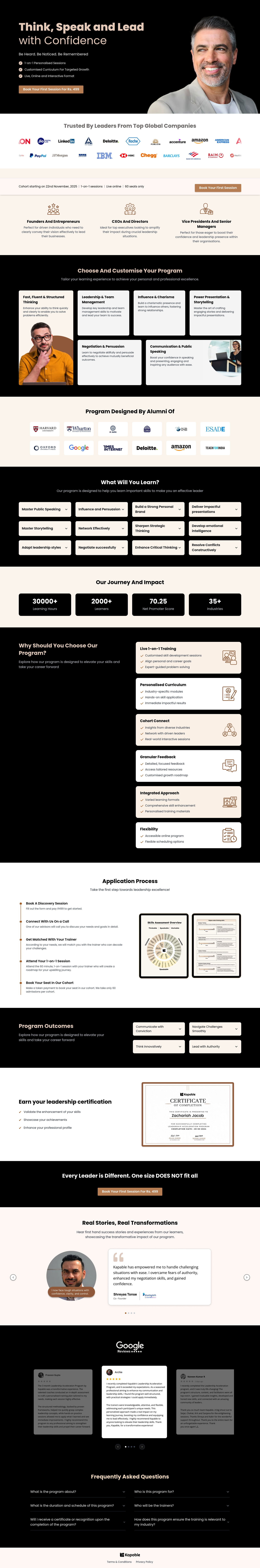 Kapable - Leadership Program landing page