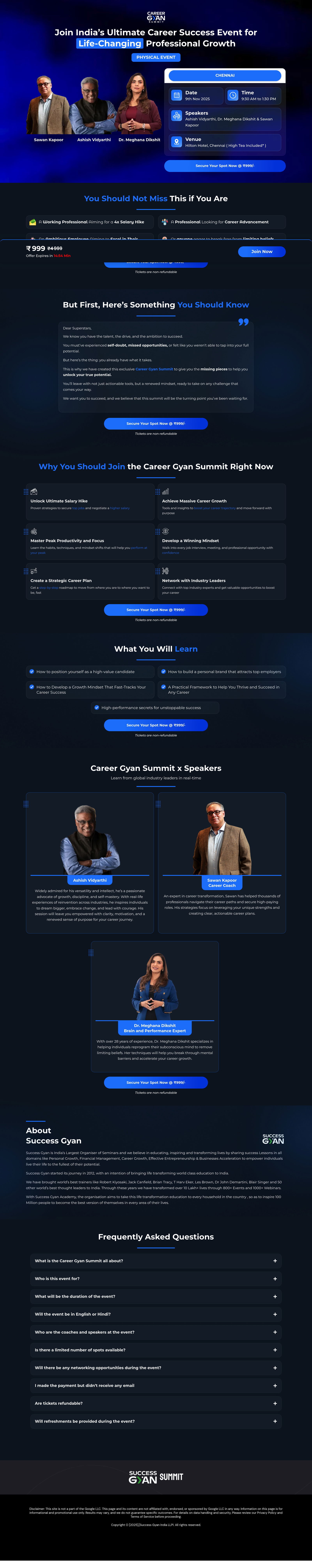 Success Gyan - Event Registration landing page