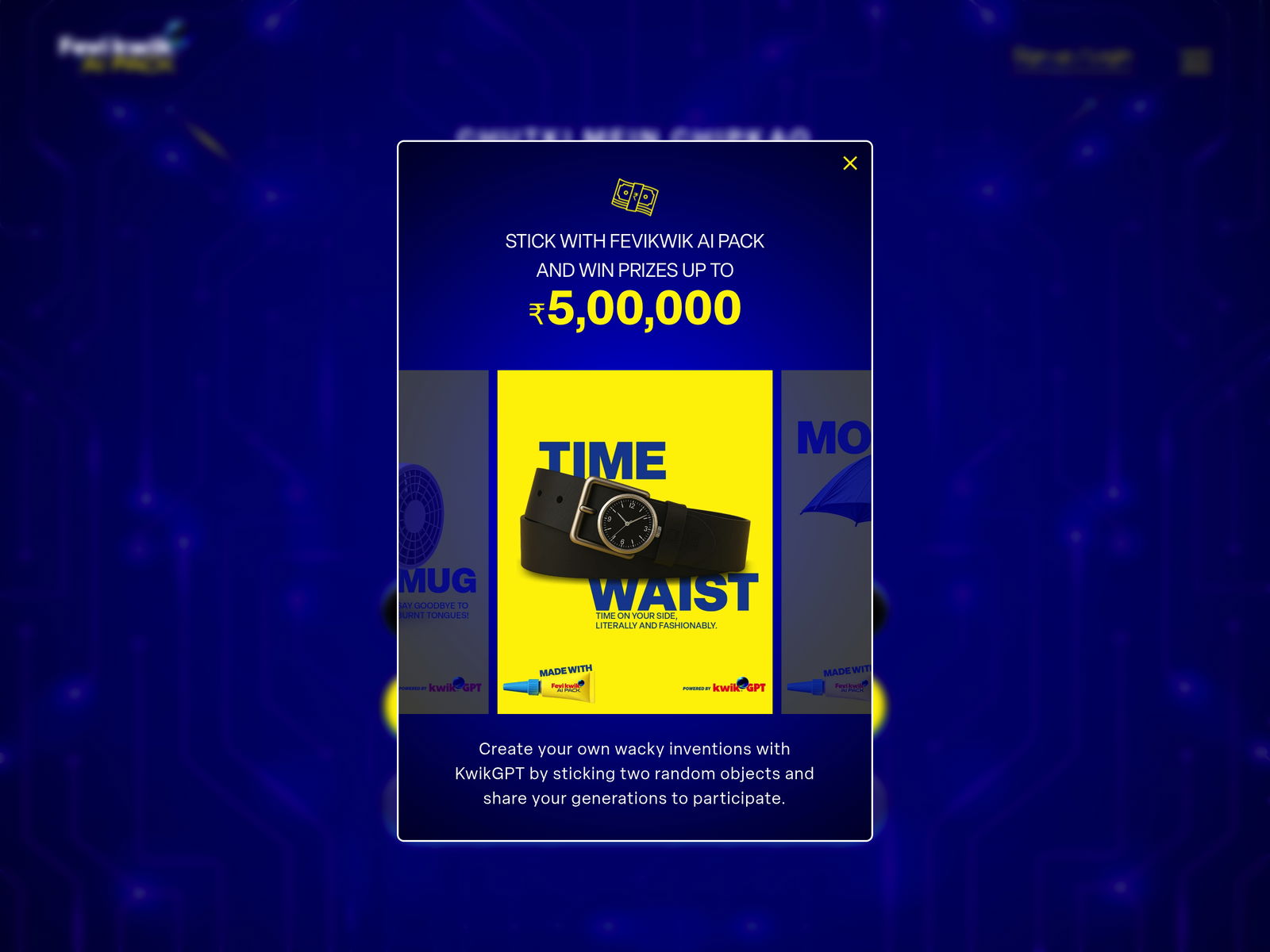 Fevi Kwik - Contest Entry landing page