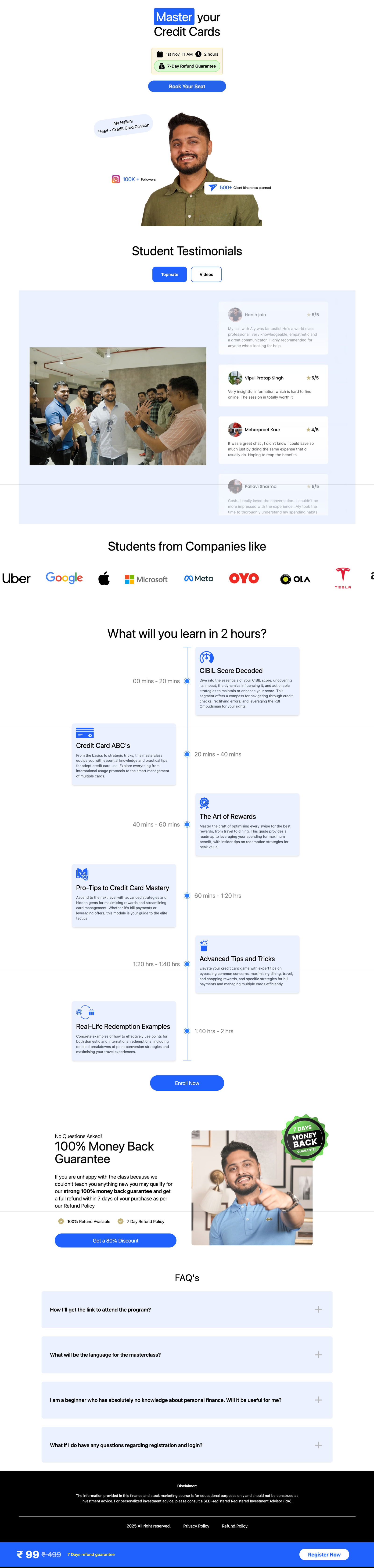 One Percent Club - Course Enrollment landing page