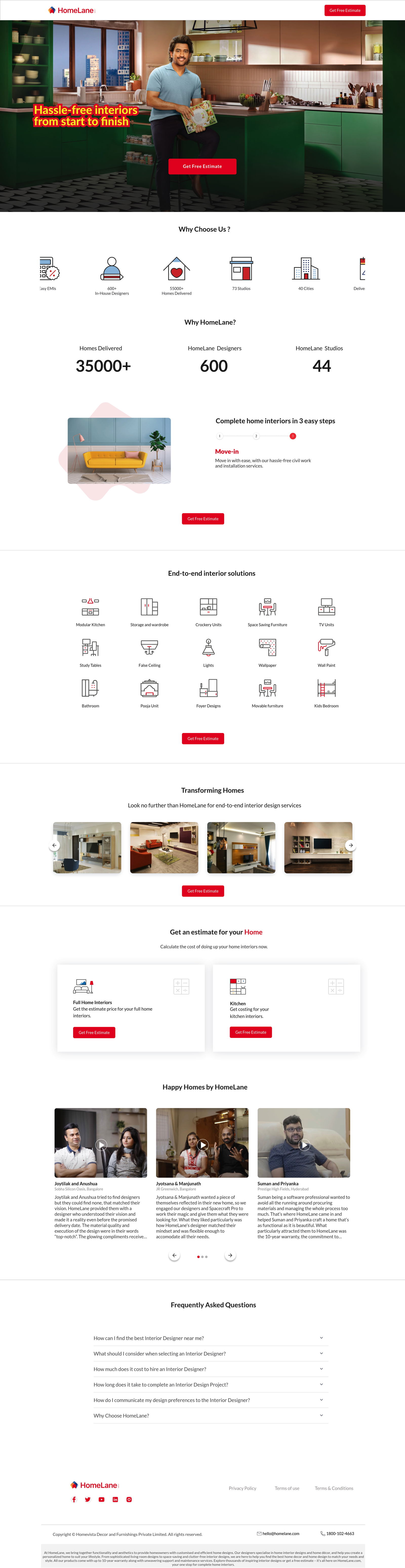 HomeLane - HomeLane Interiors landing page