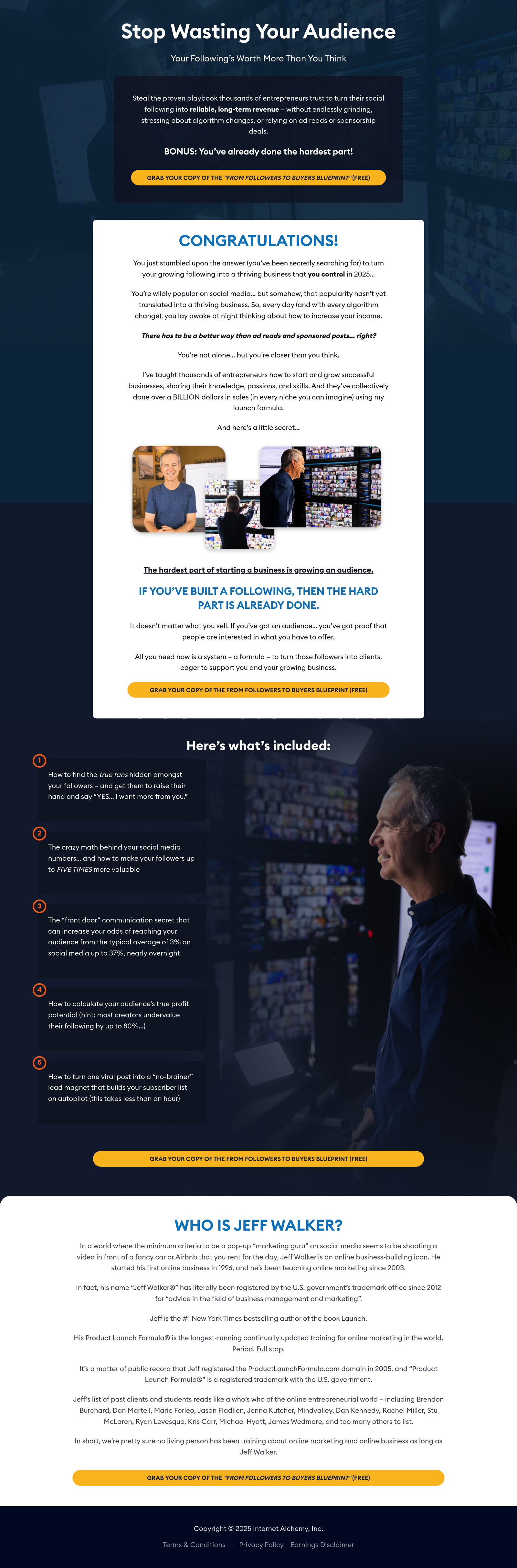 Jeff Walker - Audience Blueprint landing page