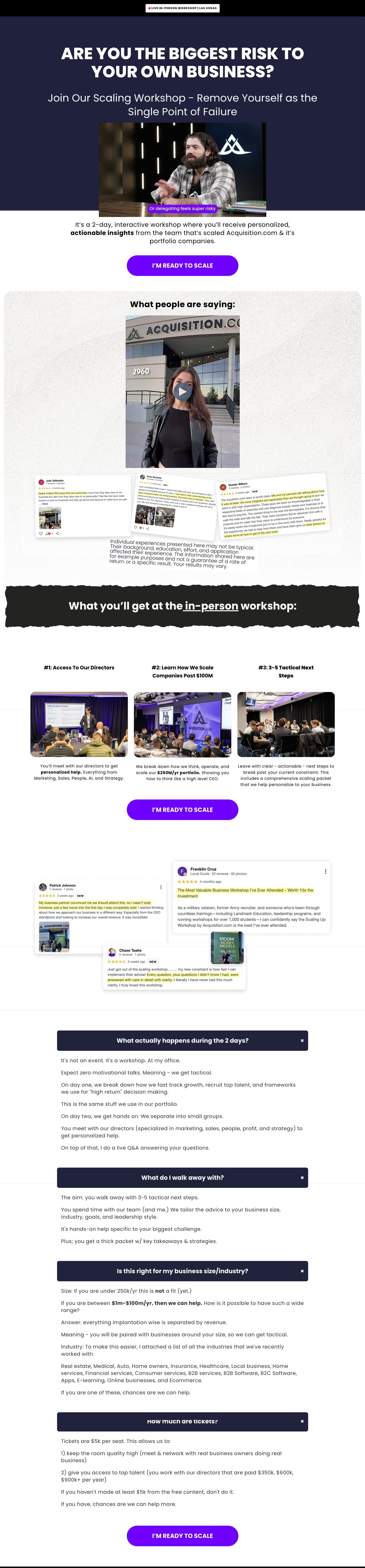 Alex Harmozi - Workshop Signup landing page