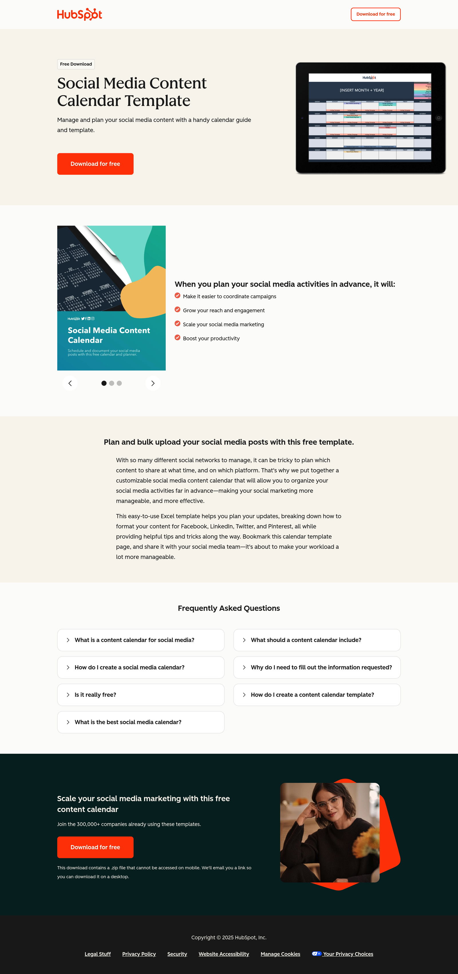 HubSpot - HubSpot Calendar landing page