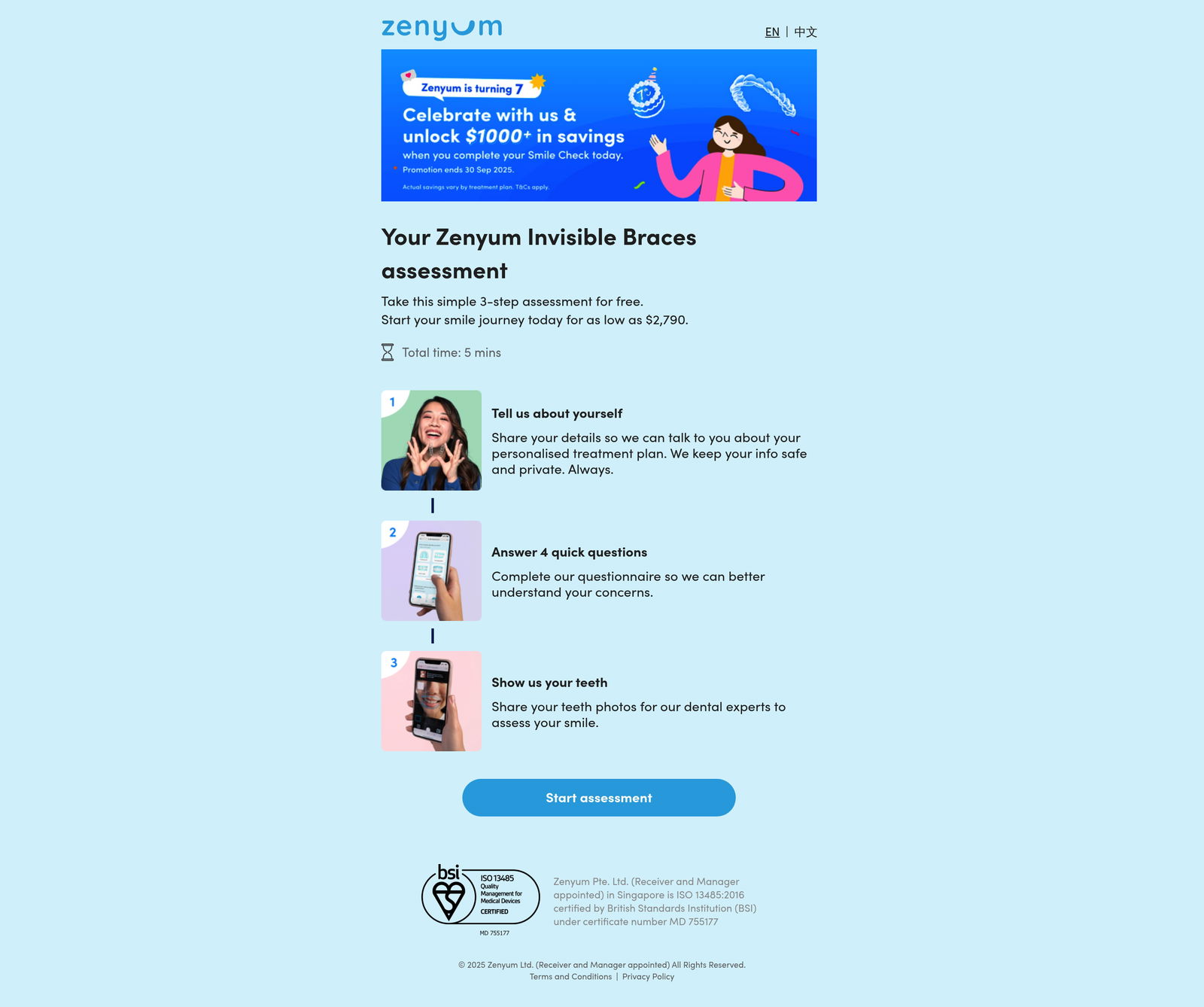 Zenyum - Zenyum Assessment landing page