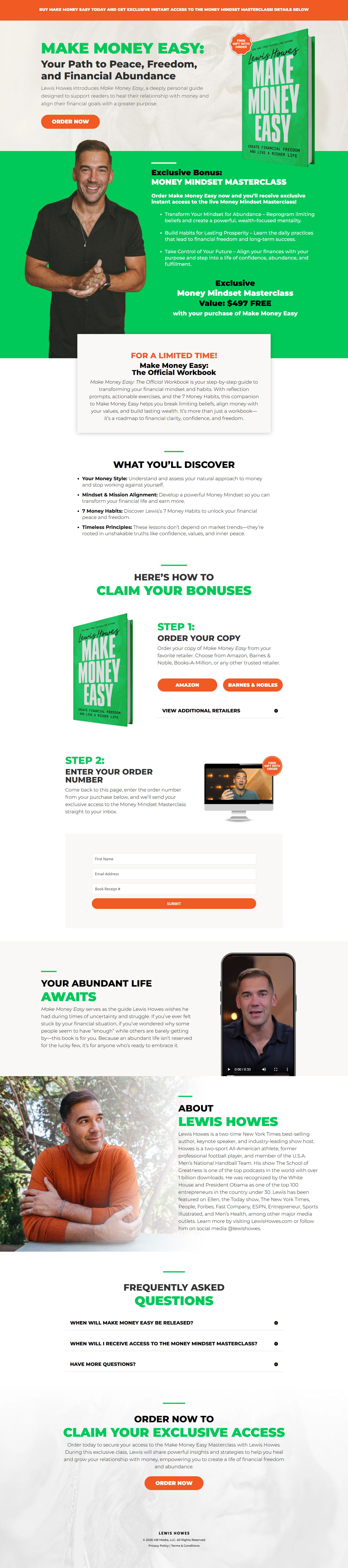 Lewis Howes - Book Promotion landing page