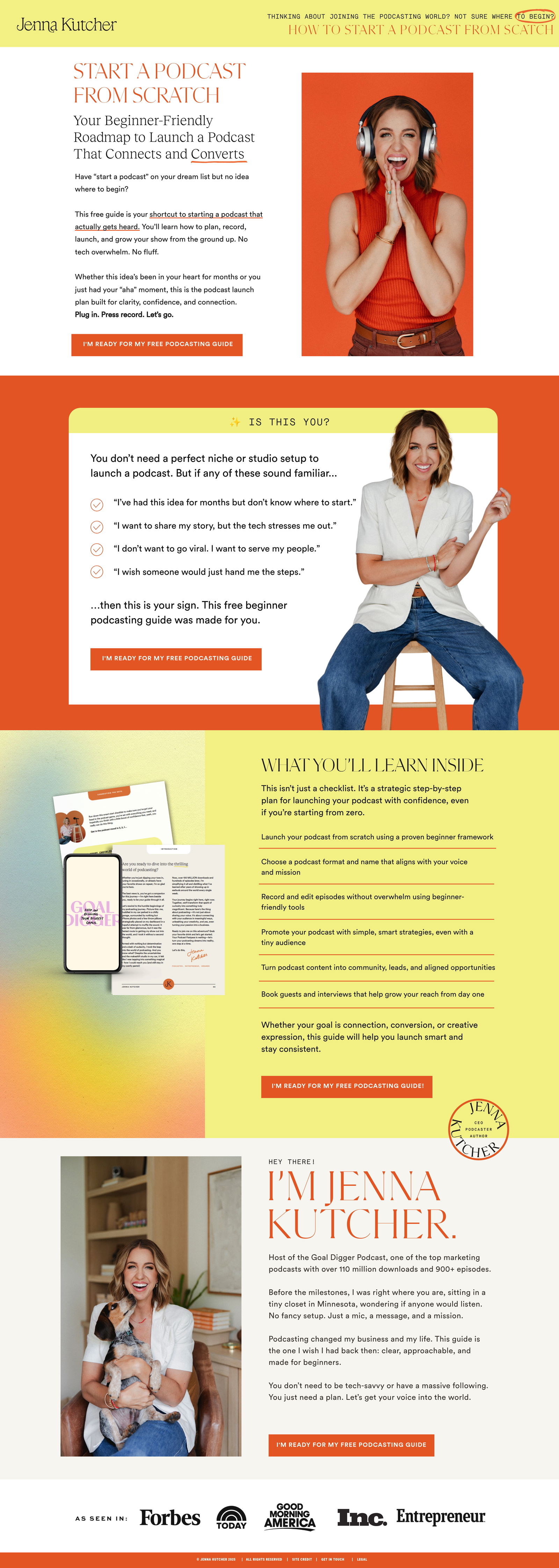 Jenna Kutcher - Podcast Launch landing page