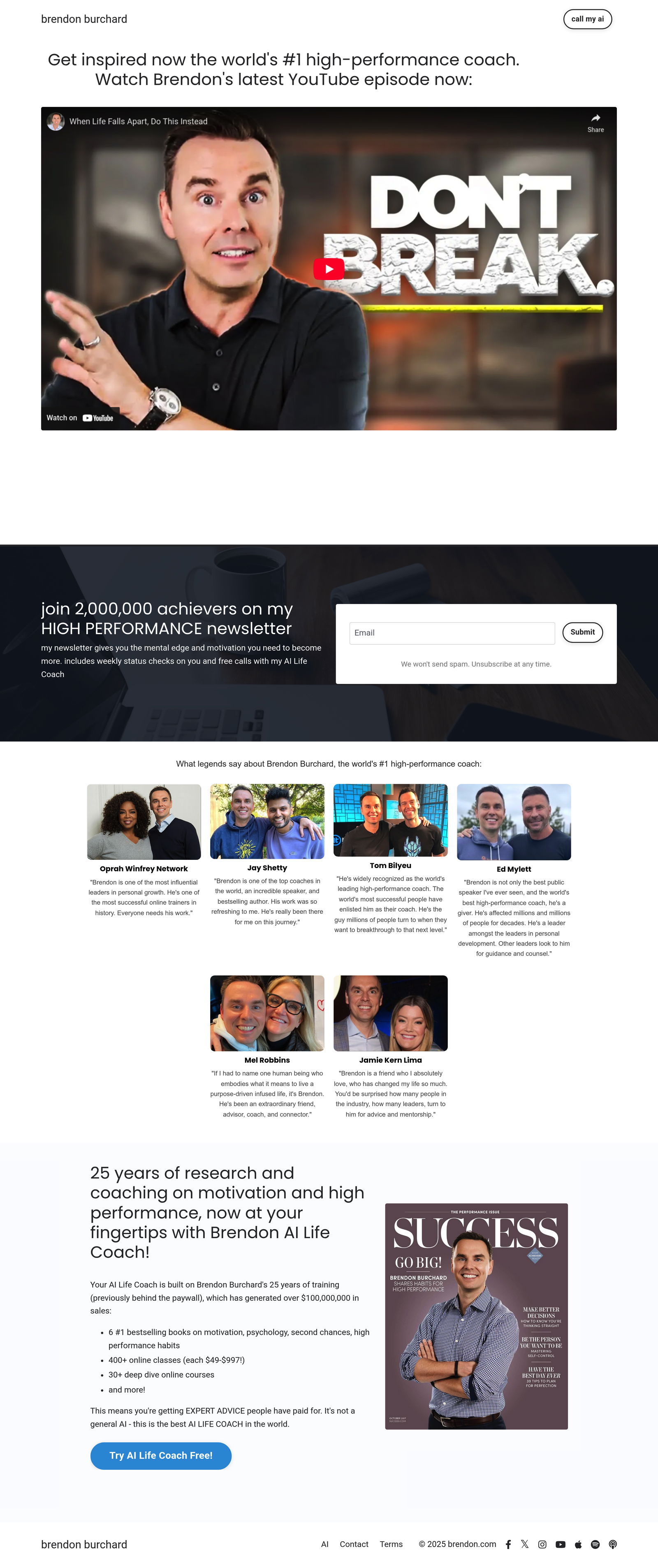 Brendon Buchard - Brendon Burchard landing page