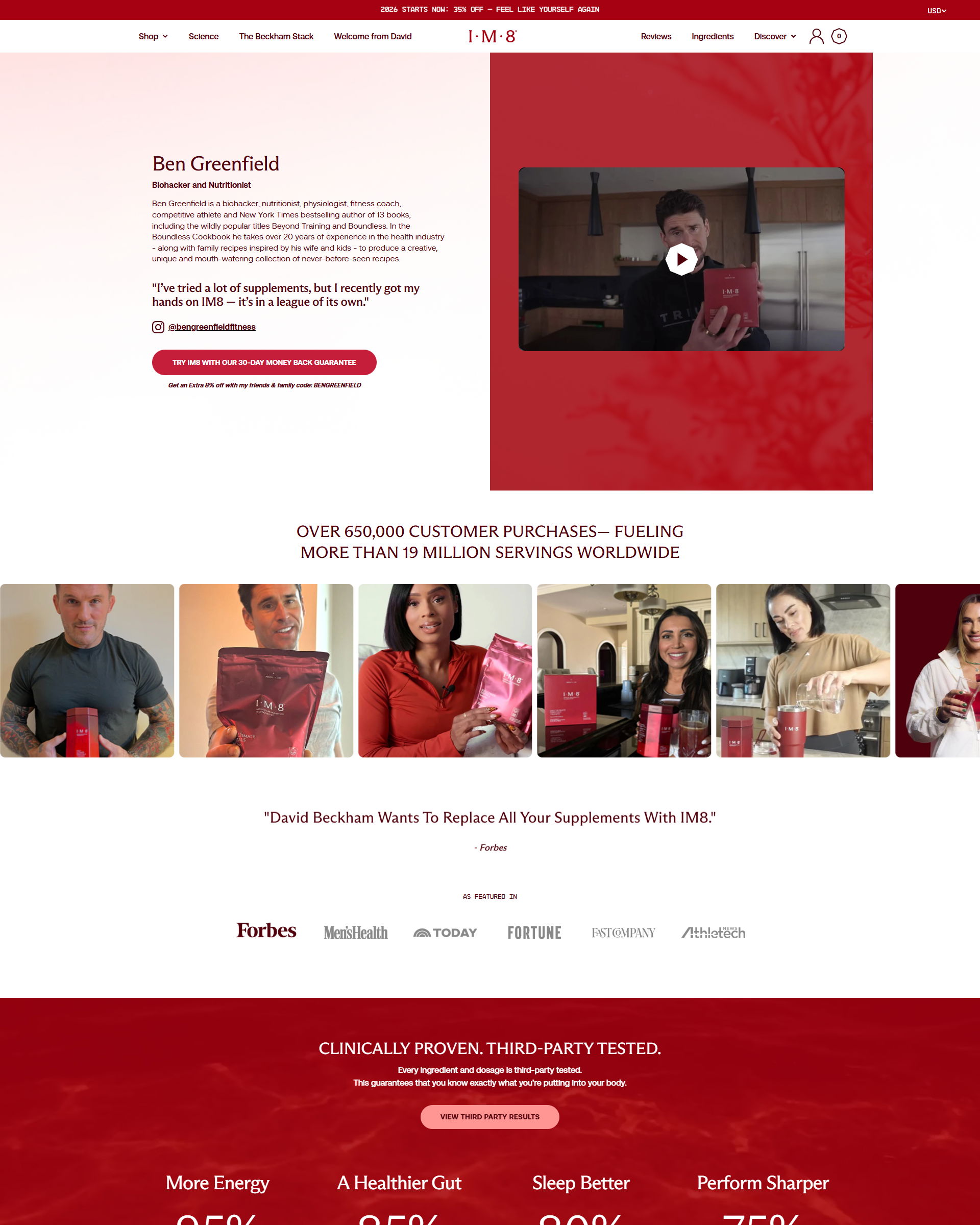 IM8 - Supplement Endorsement landing page