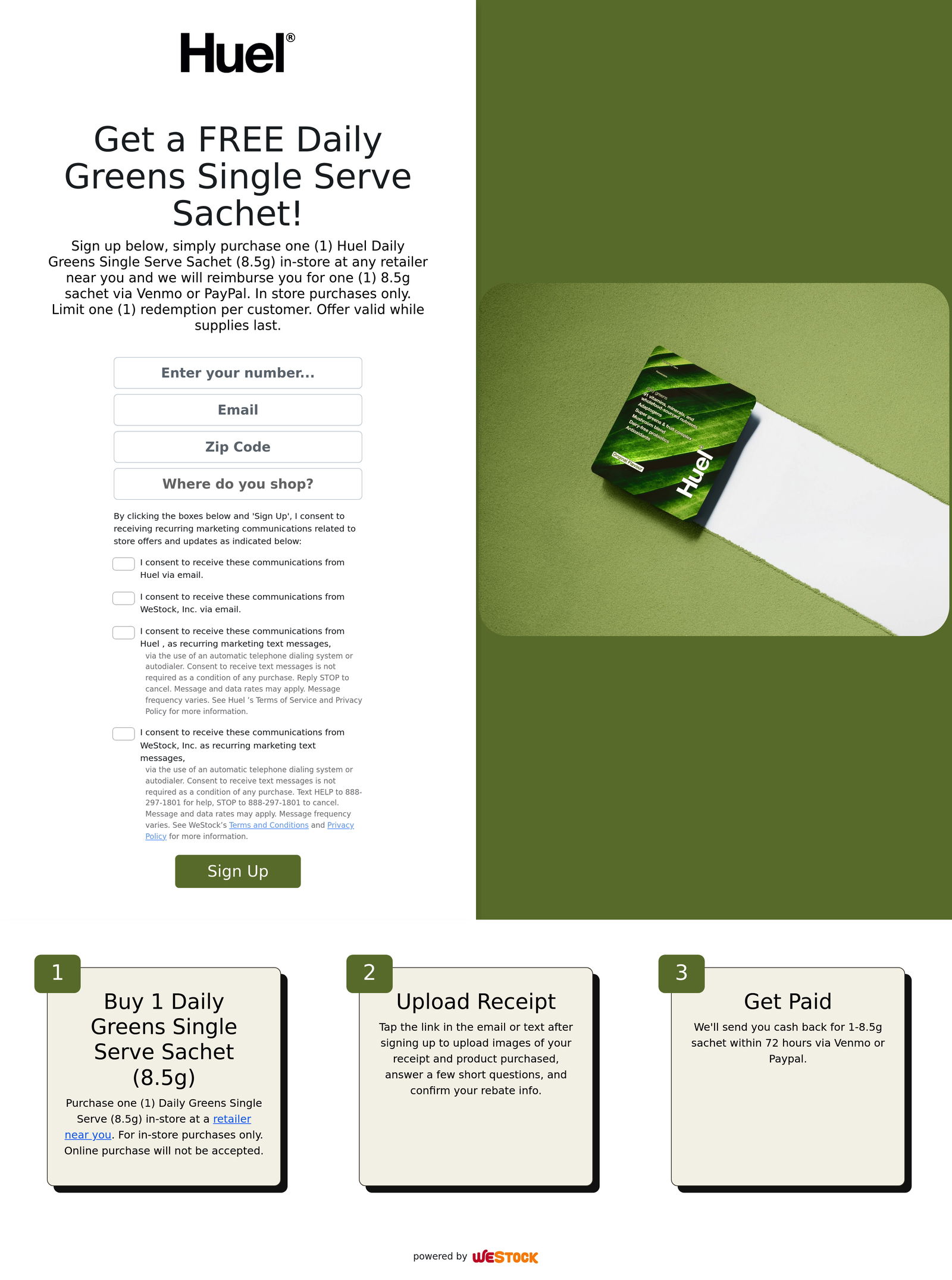 Huel - Lead Generation landing page