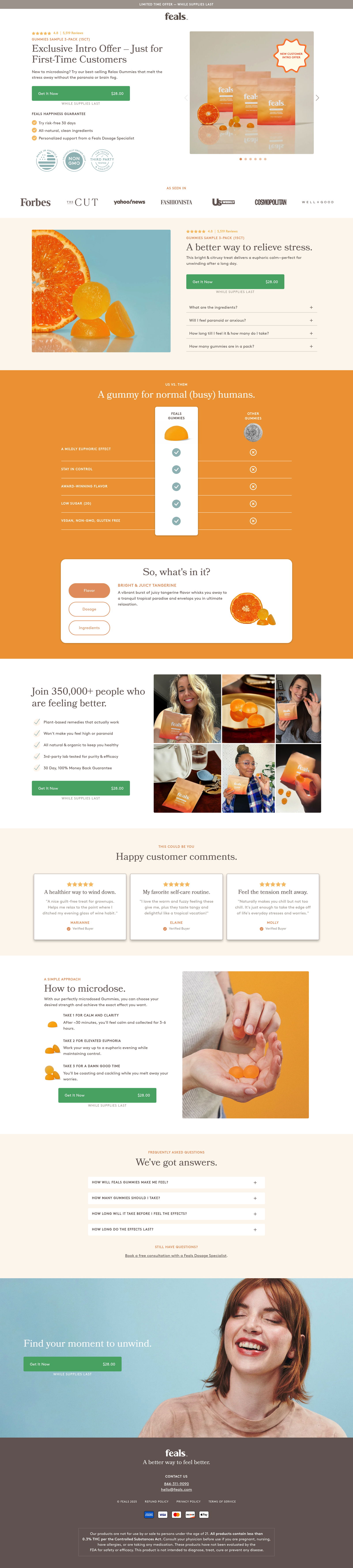Feals - Gummy Promotion landing page
