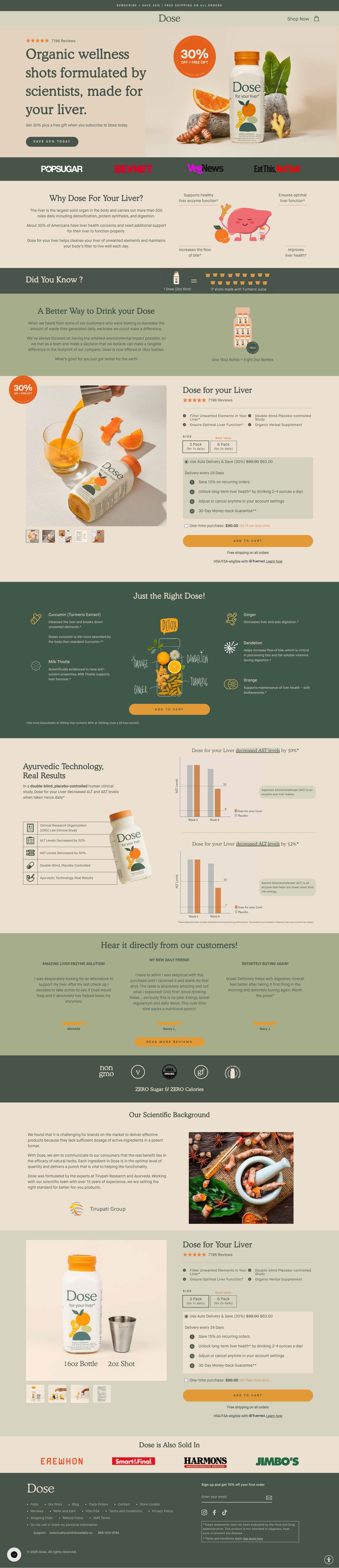 Dose Daily - Dose Supplement landing page