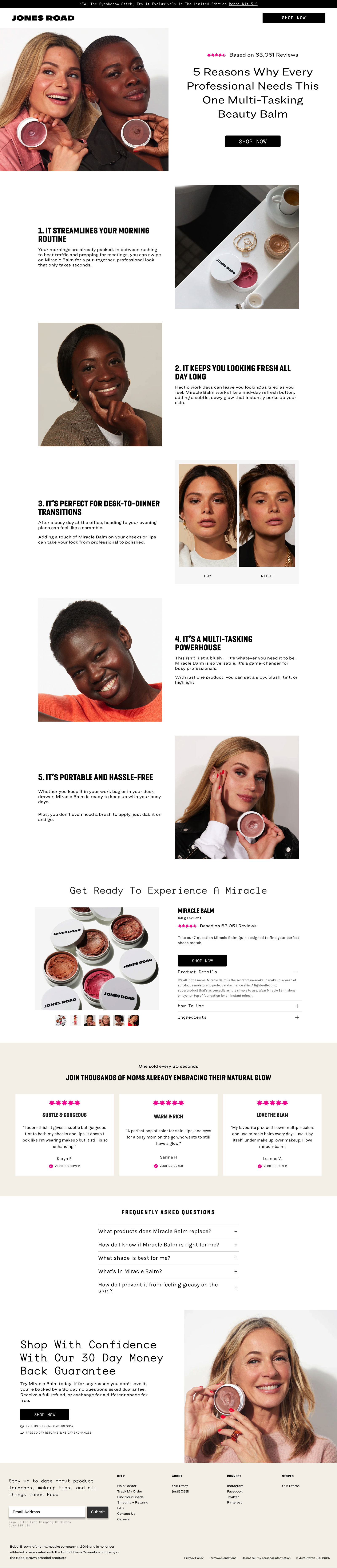 Jones Road Beauty - Beauty Balm landing page