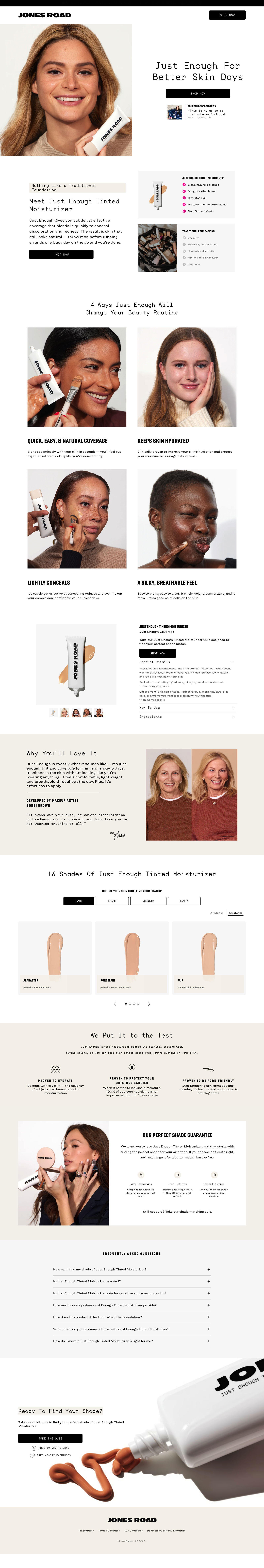 Jones Road Beauty - Beauty Product landing page