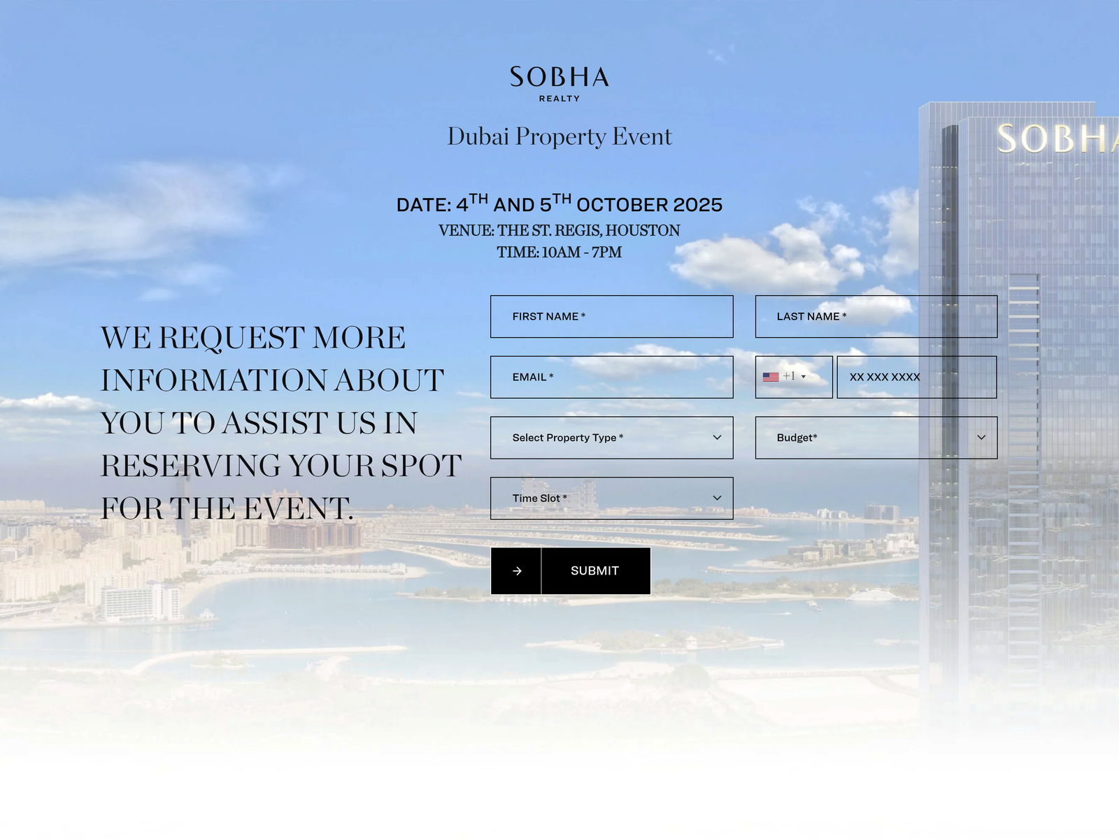 Sobha Realty - Event Registration landing page