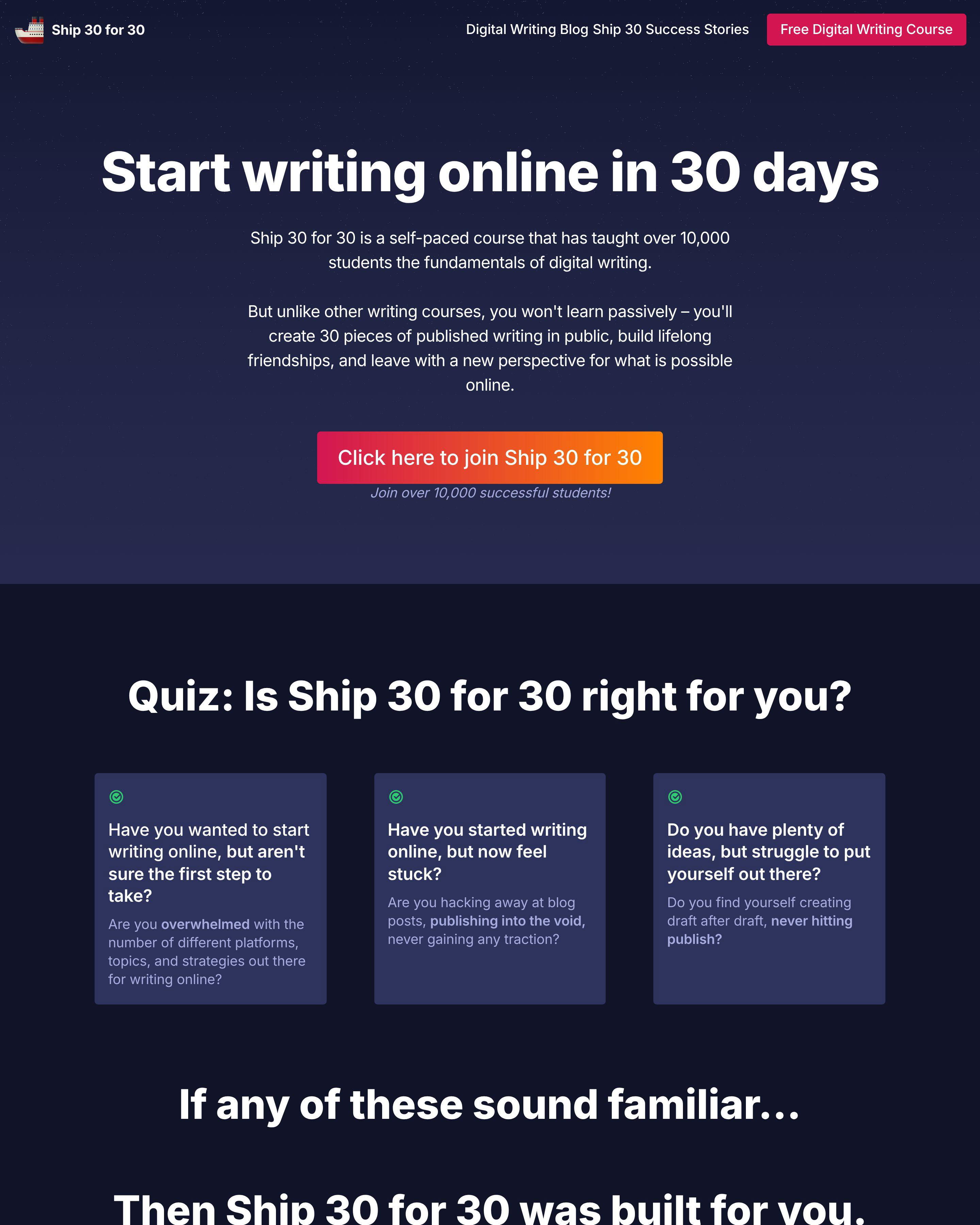 Dickie Bush & Nicolas Cole landing page