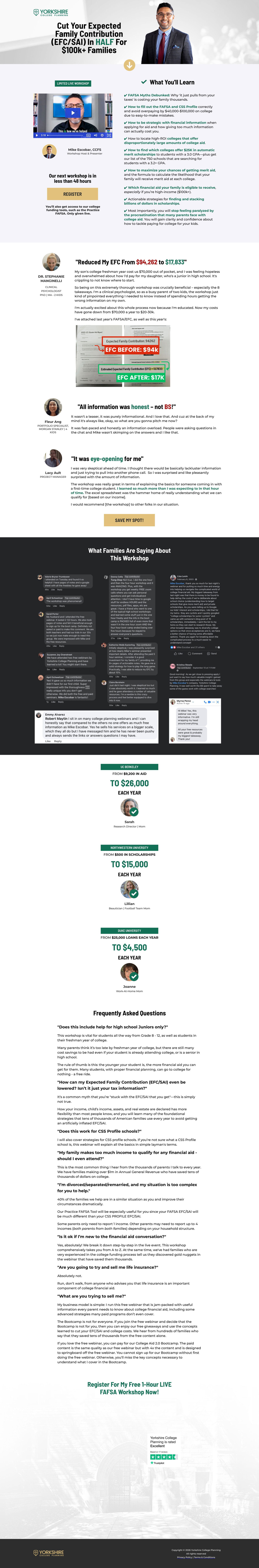 Yorkshire College Planning landing page