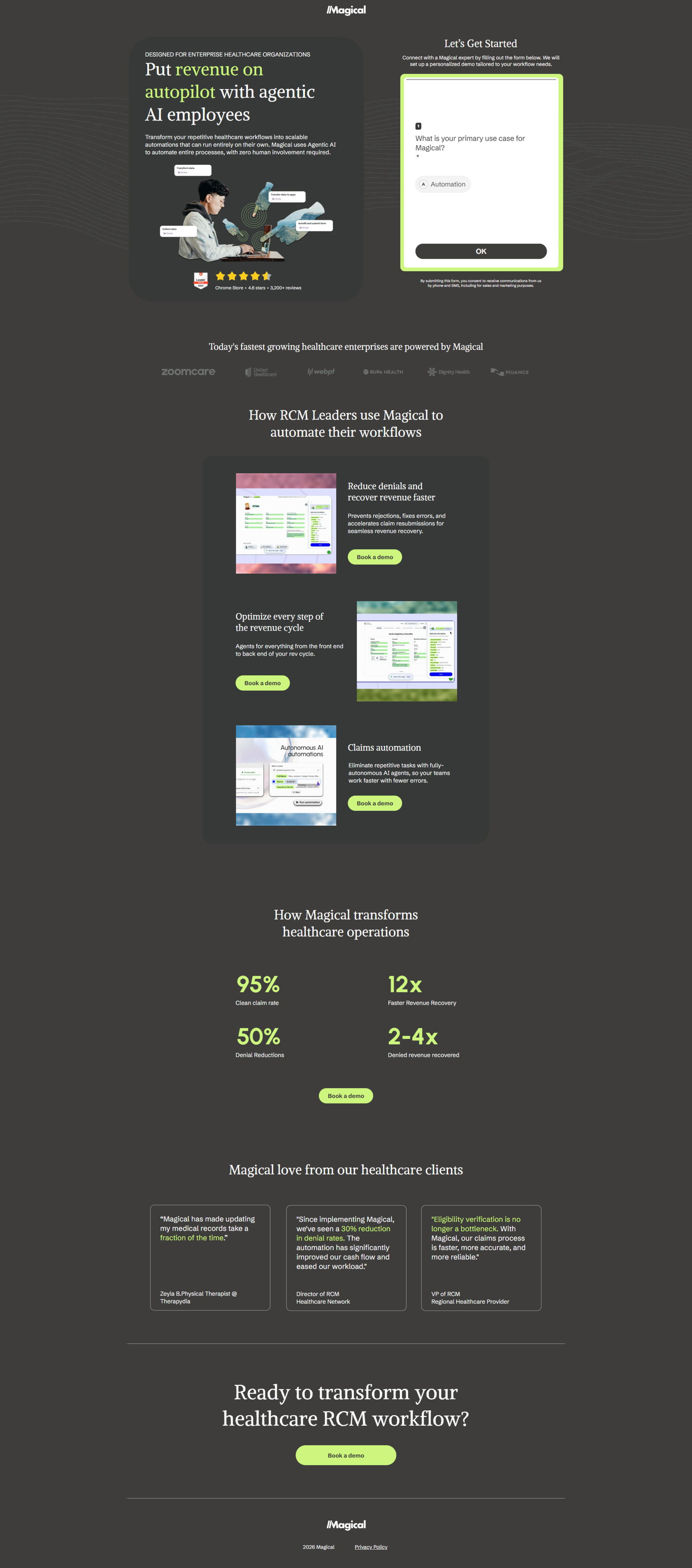 Healthcare RCM landing page